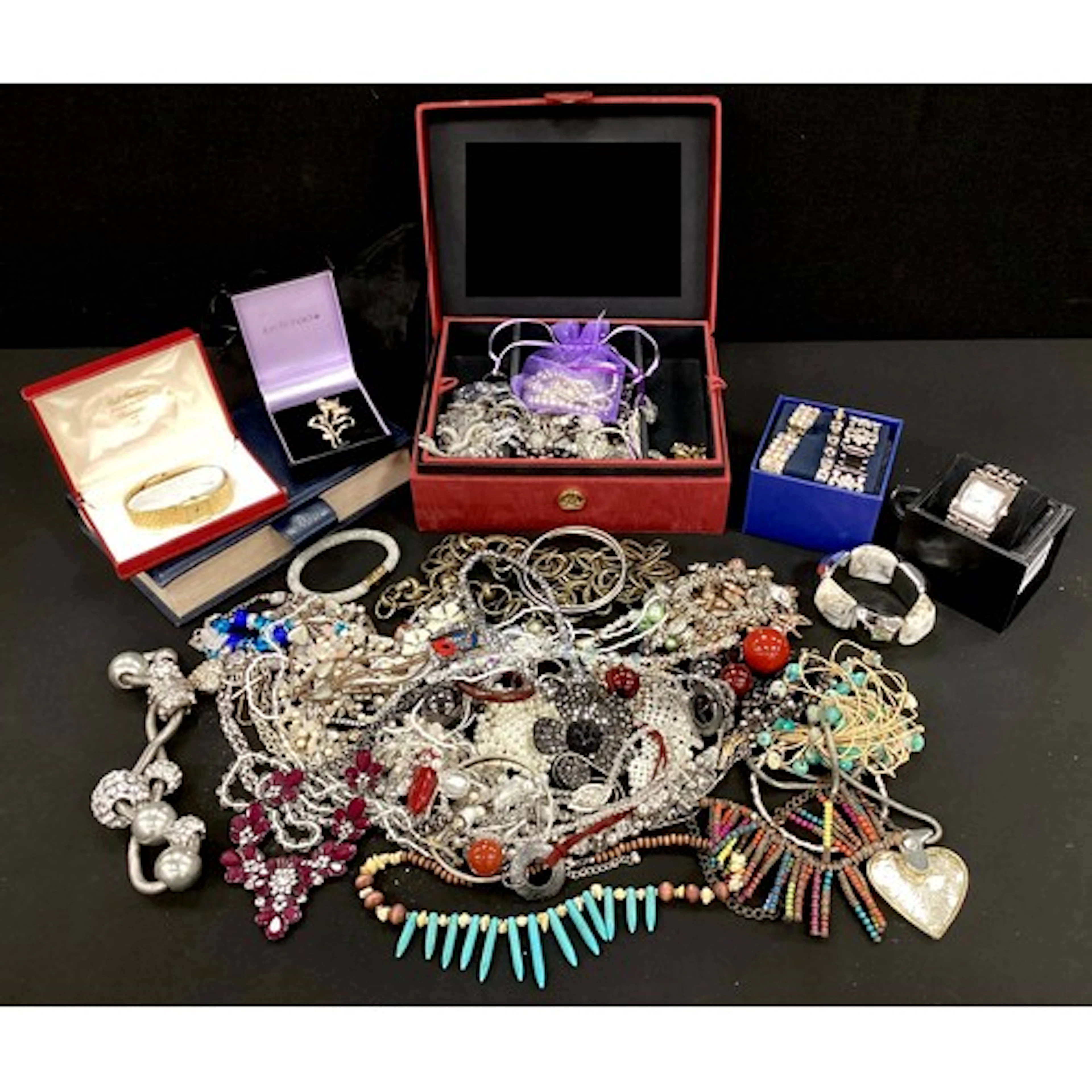 A selection of costume jewellery and watches, the costume j...