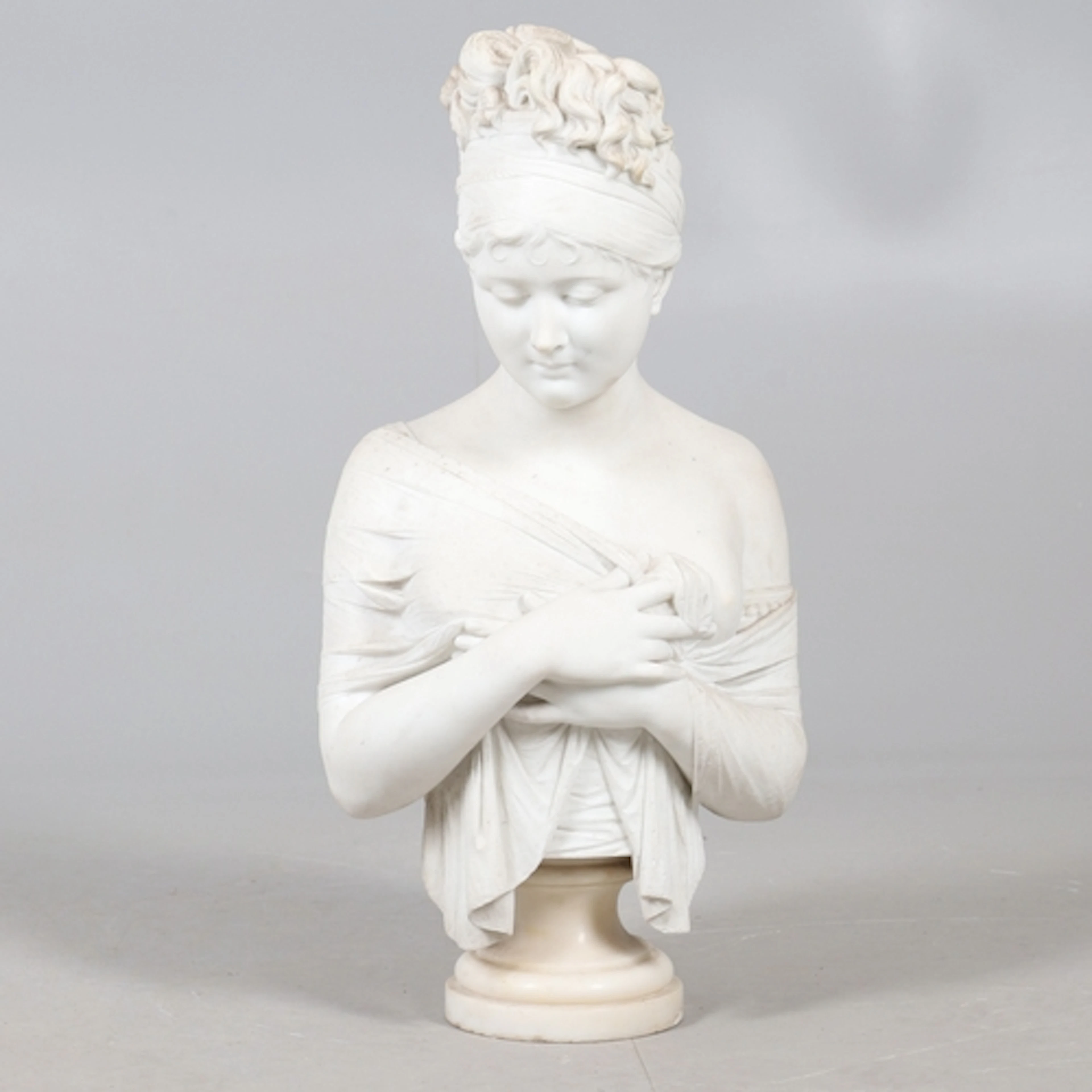 AFTER JOSEPH CHINARD (1756-1813), A SCULPTED MARBLE BUST OF ...