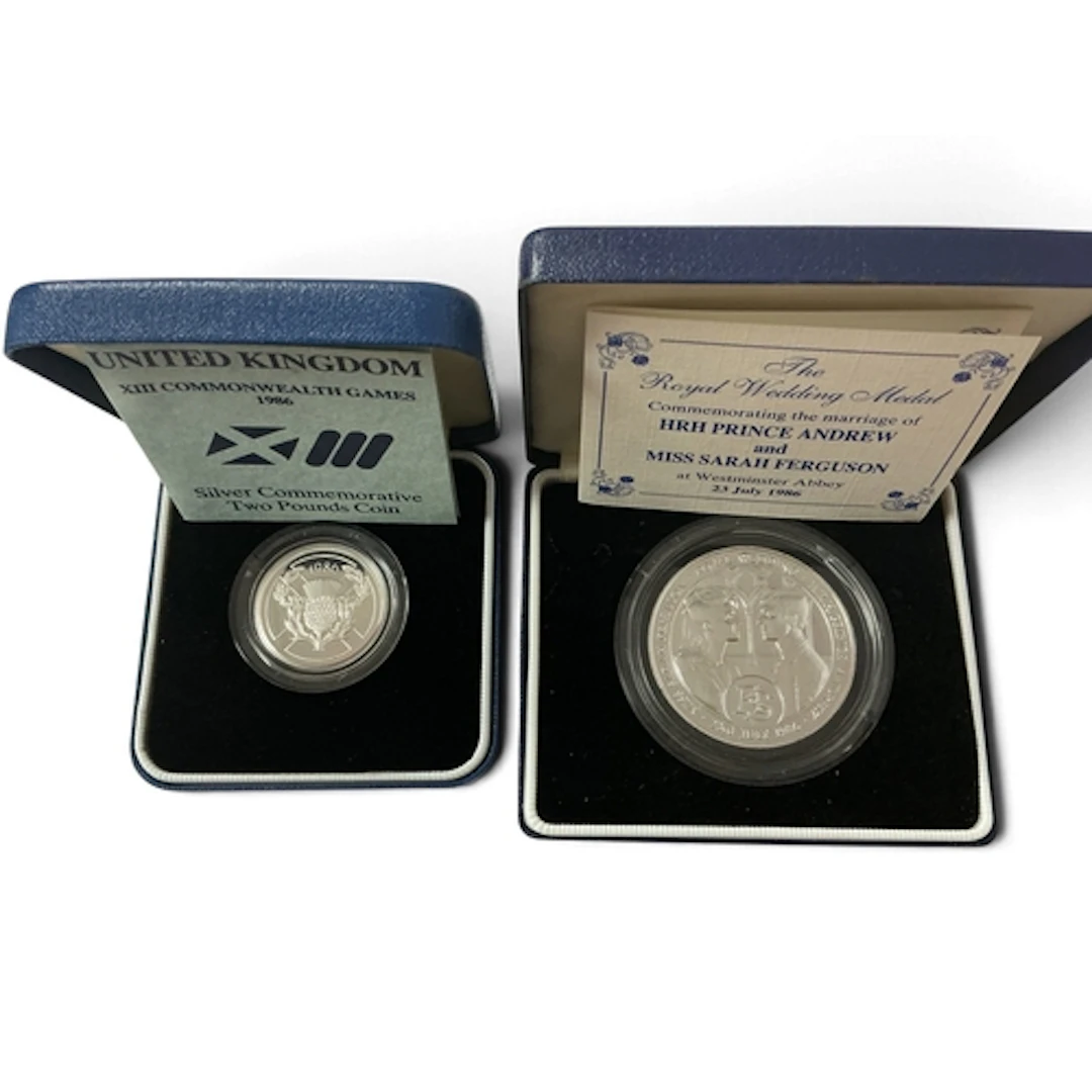 Two 1986 Royal Mint Silver Coins, includes a XIII Commonweal...