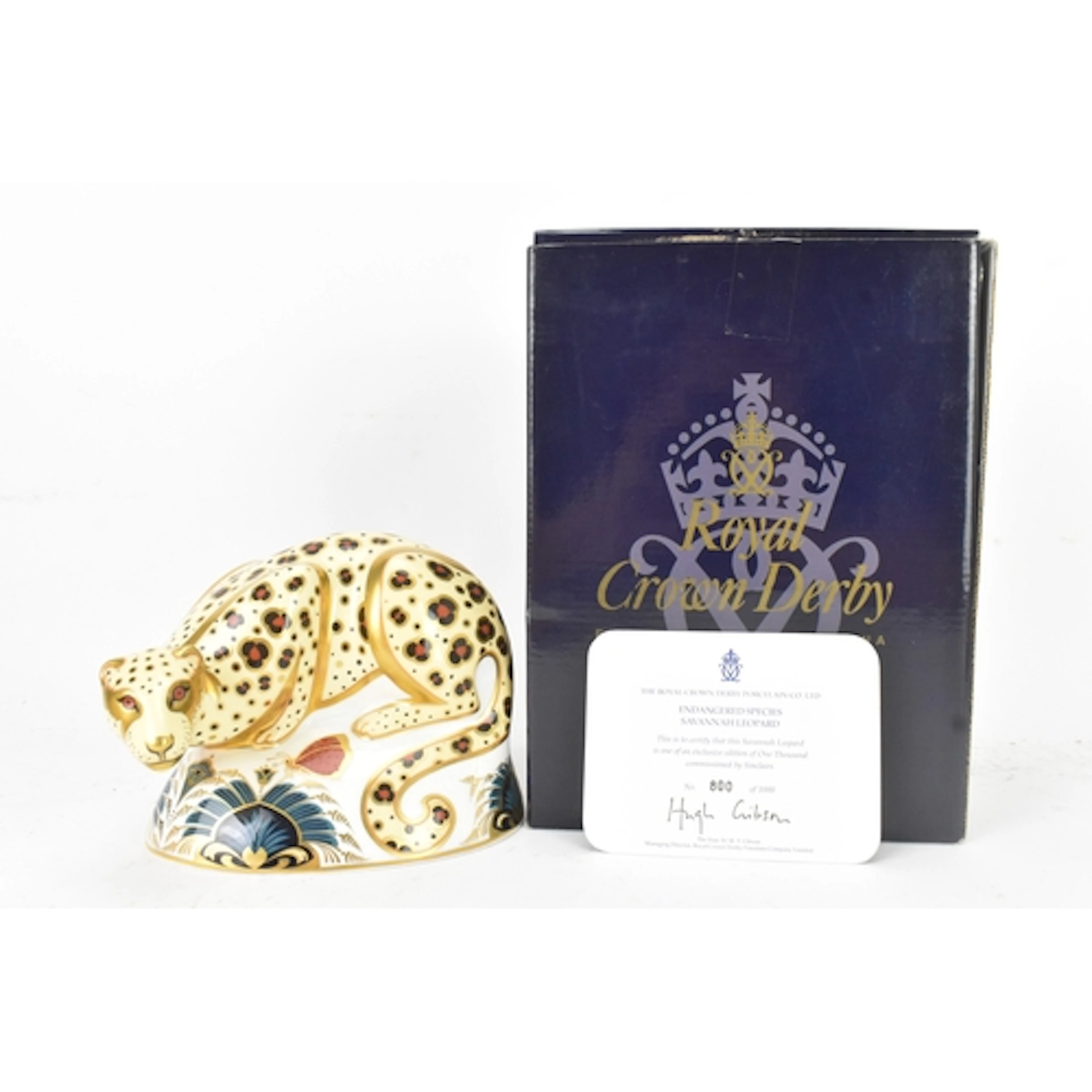 A Royal Crown Derby paperweight, Endangered Species - Savann...