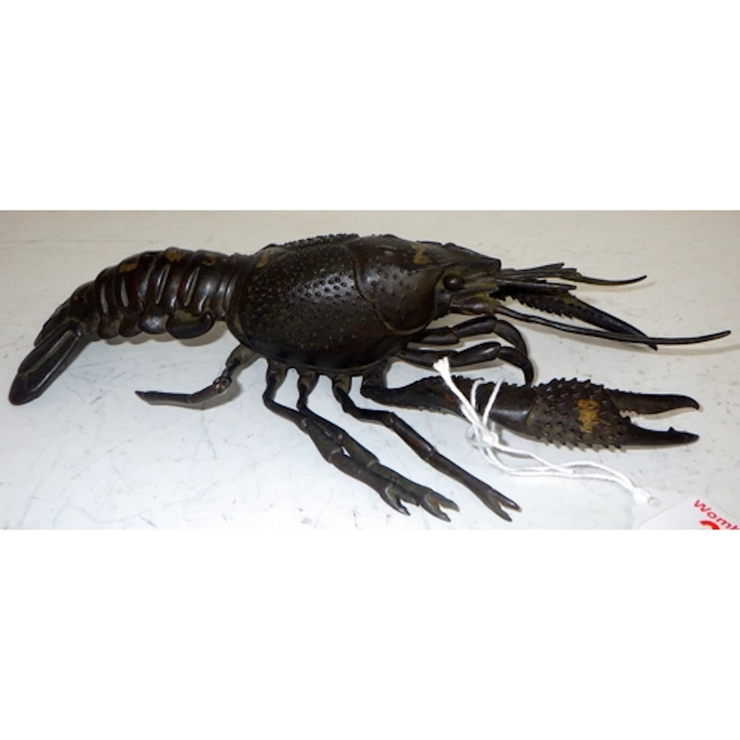 An Oriental bronze articulated lobster, 26cm long