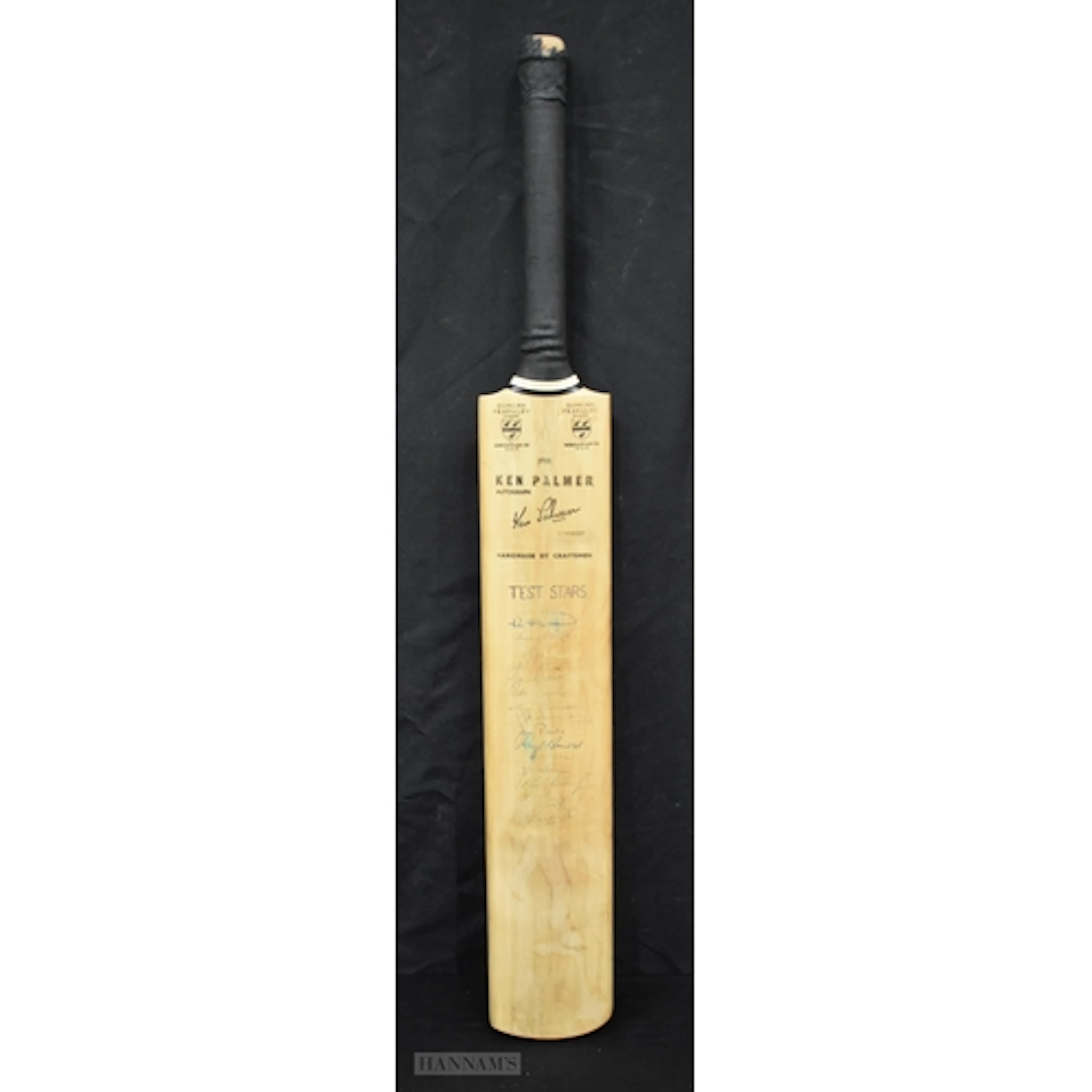 A good Ken Palmer autographed Cricket bat featuring Yorkshir...