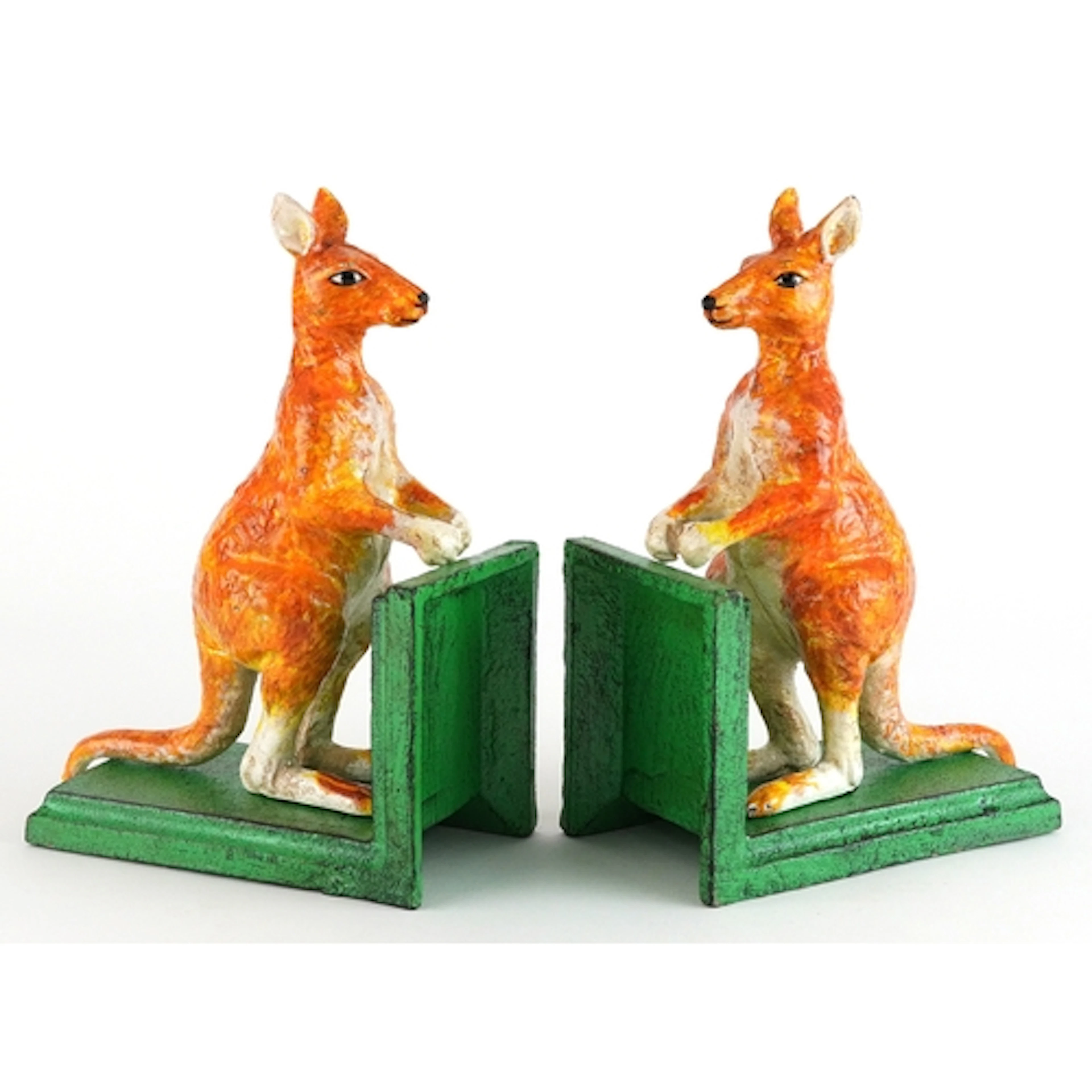 Pair of cast iron bookends in the form of kangaroos, each 19...