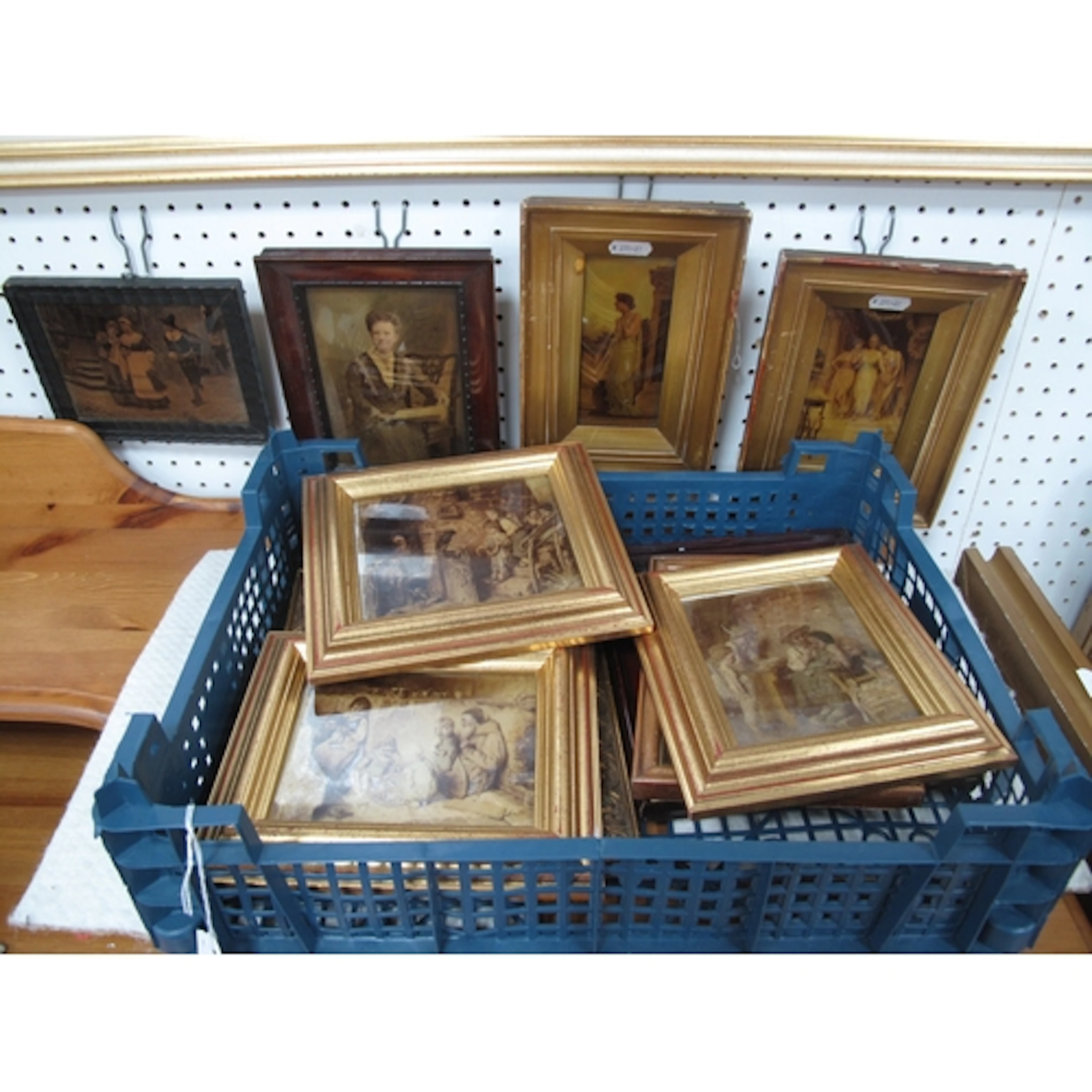 Ten Framed Antique Crystoleum Prints, depicting ladies, figu...