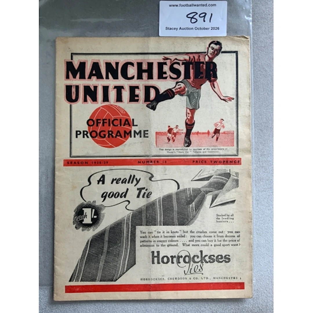 1938 - 1939 Manchester United v Everton Football Programme: ...