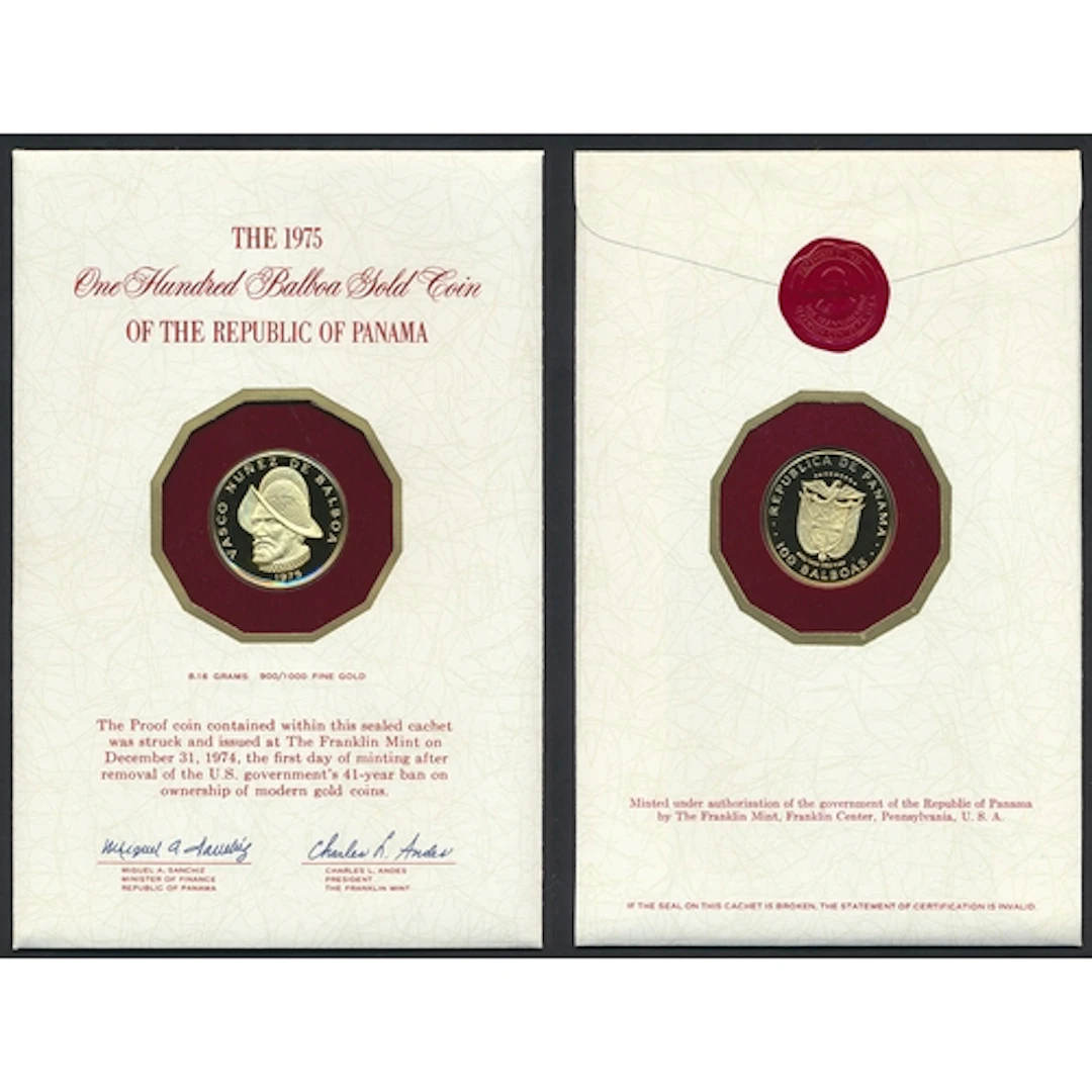 Investment Gold Lot - Documents Required. Panama. 1975 100 b...