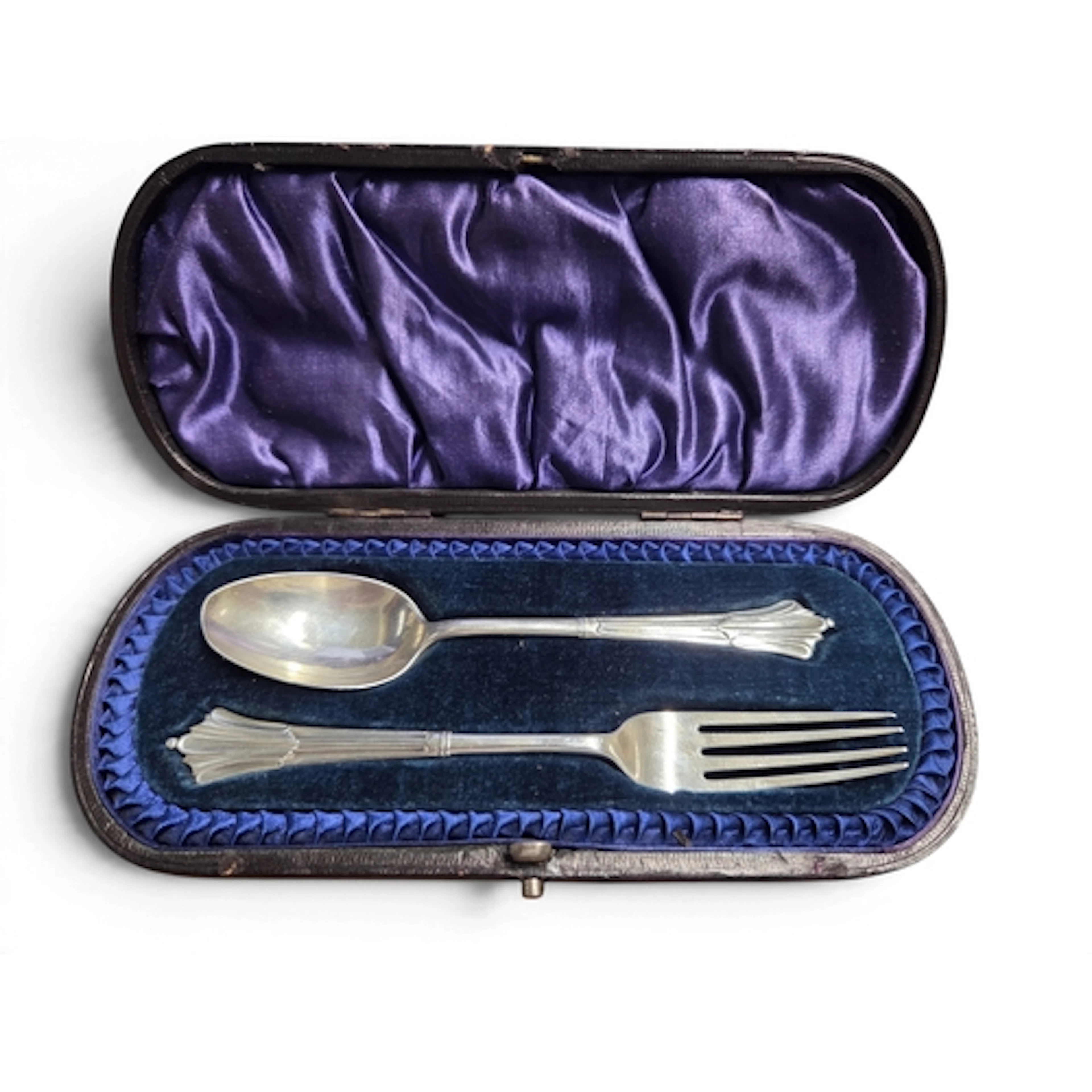 A Sheffield Silver cased Christening Set in the Albany patte...