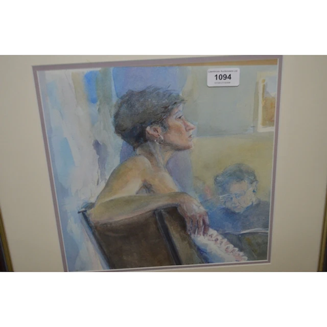Frances Elliott, watercolour, a seated girl, entitled ' Cont...