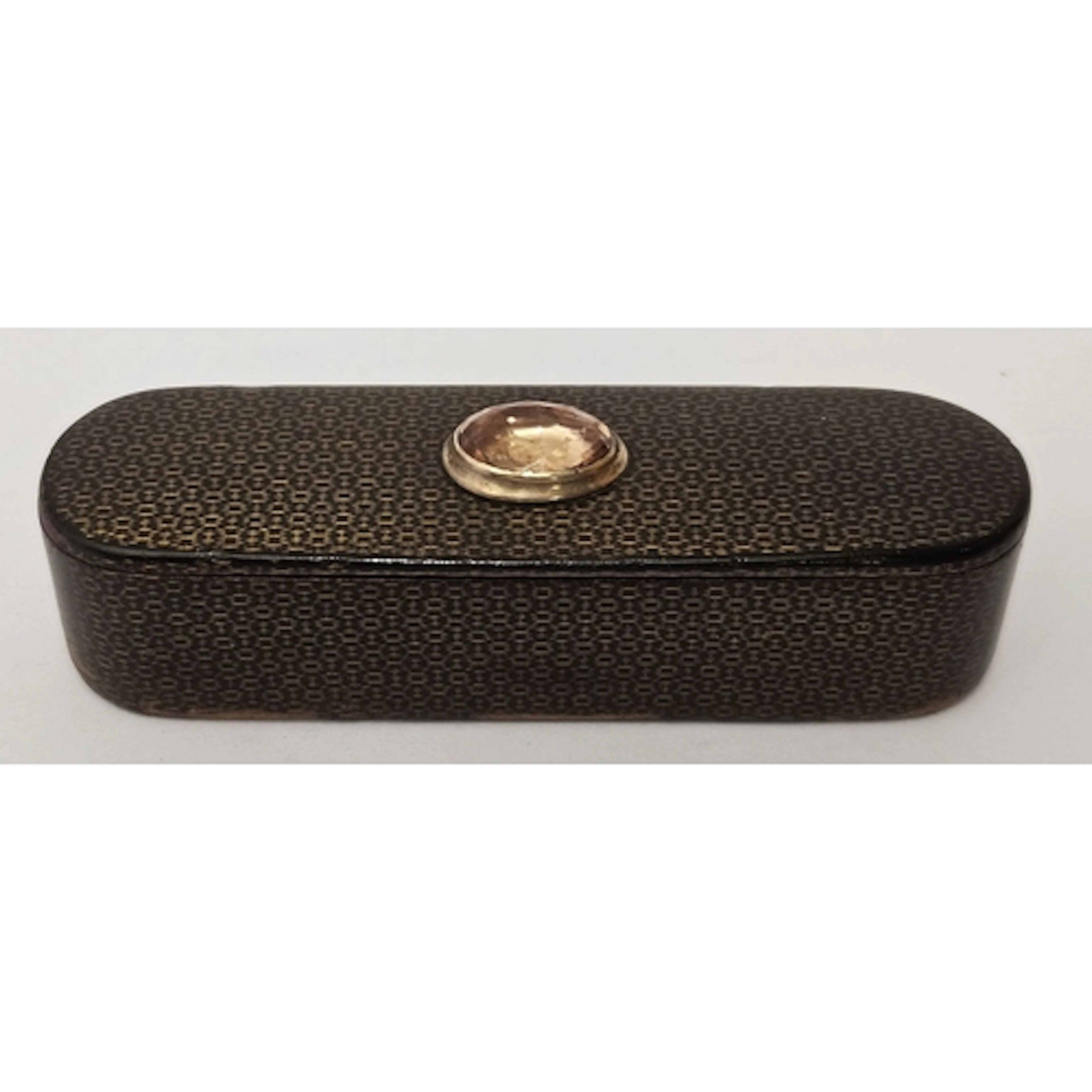 Antique Snuff/Pill Box, lozenge shaped with textural shagree...