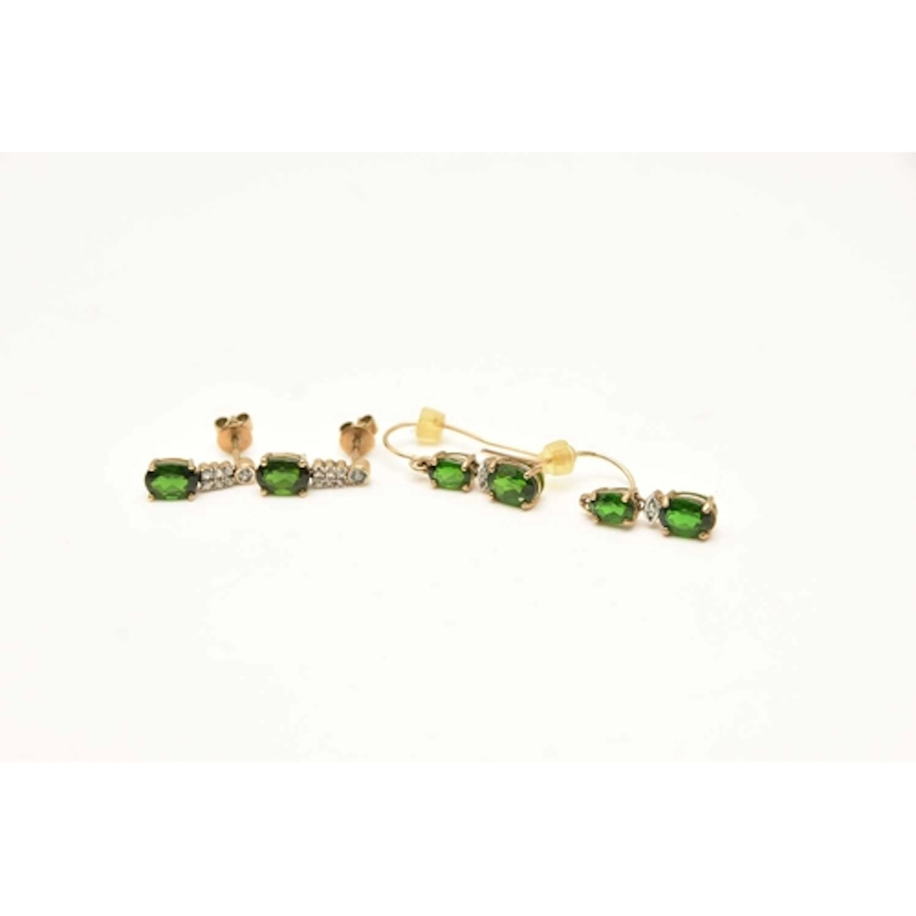 TWO PAIRS OF YELLOW METAL GEM SET EARRINGS, a pair of yellow...