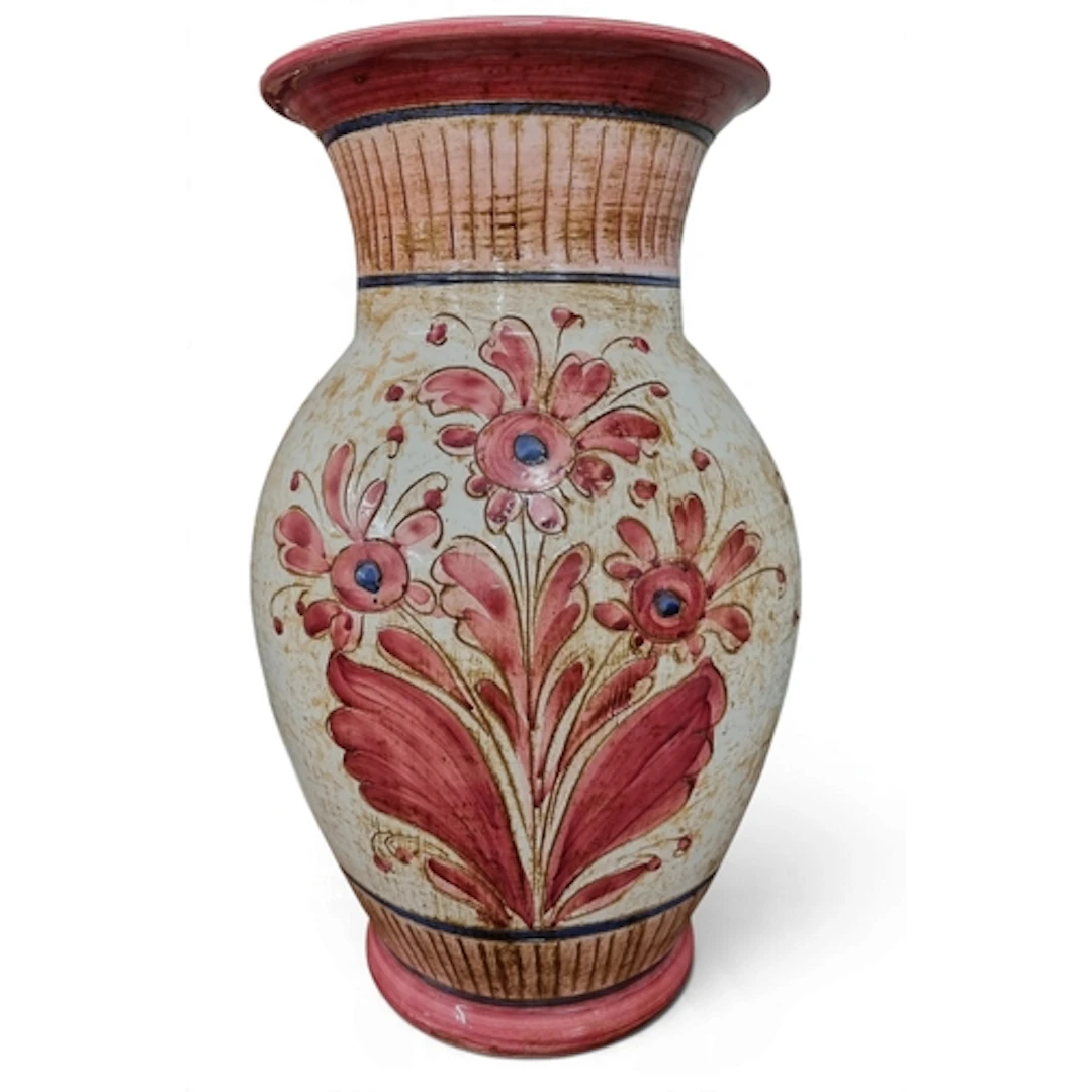A large hand painted Italian Vase possibly Capodimonte. D 22...