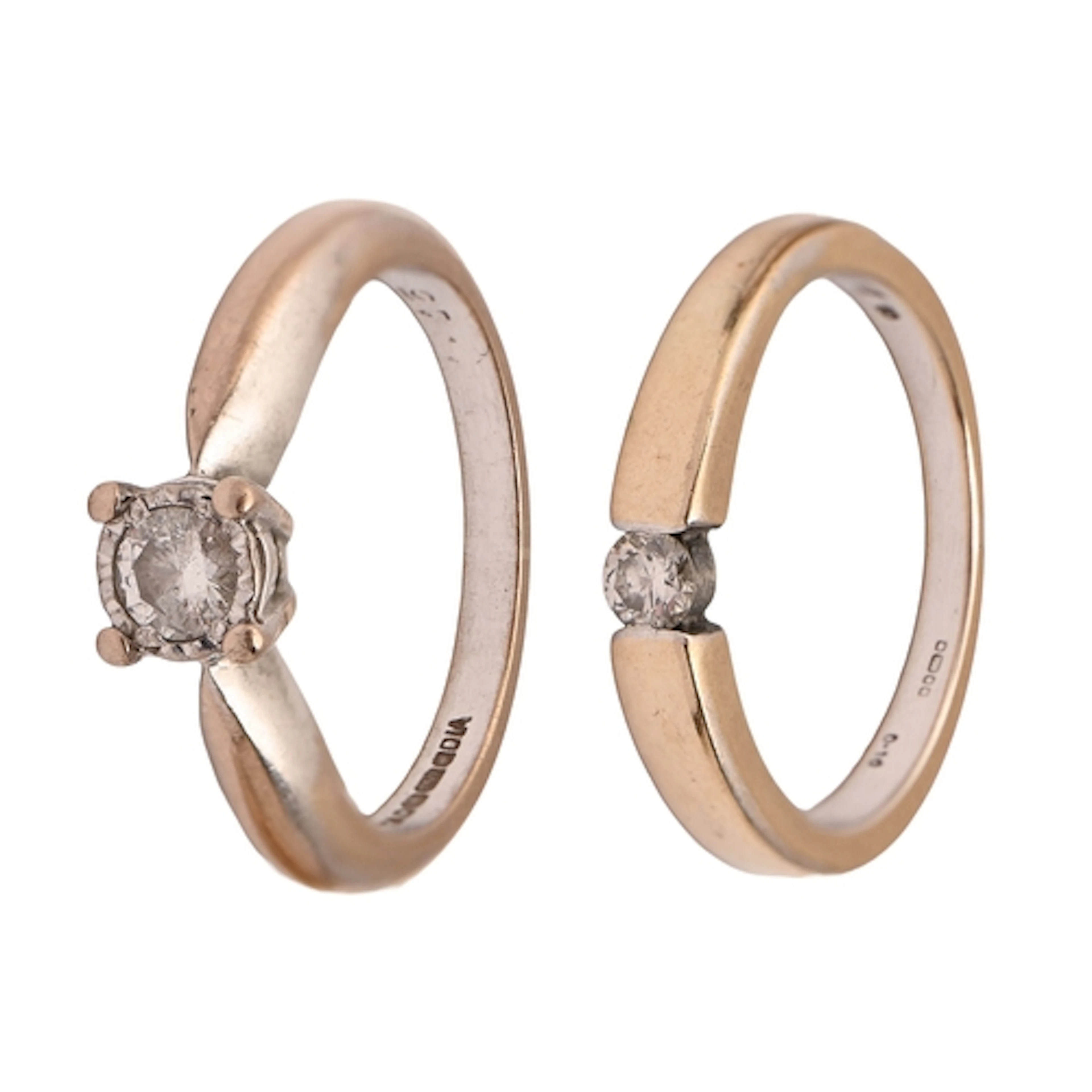 Two diamond rings, in 18ct white gold, 6.2g, size H, J...