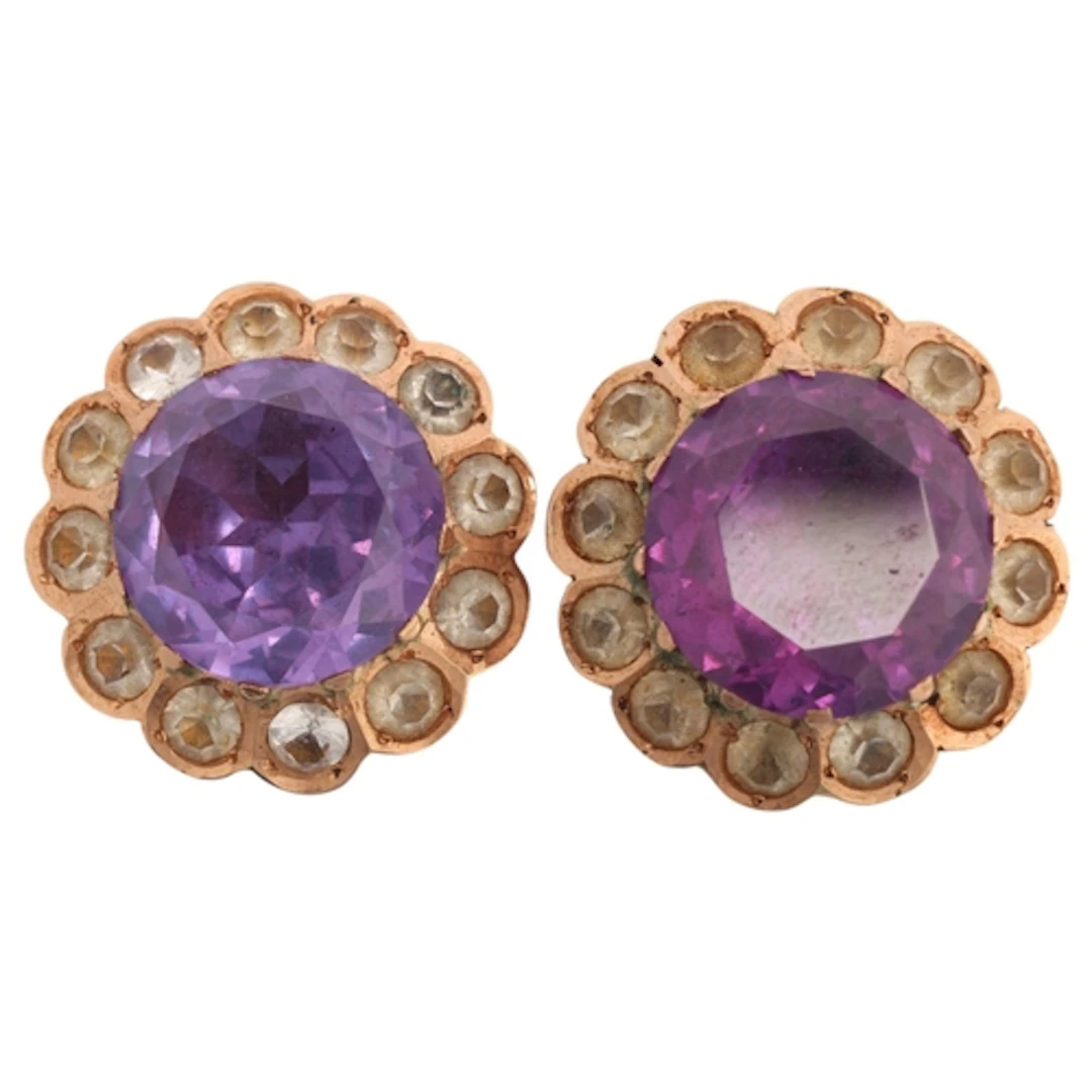 A pair of Middle Eastern colour change synthetic sapphire an...