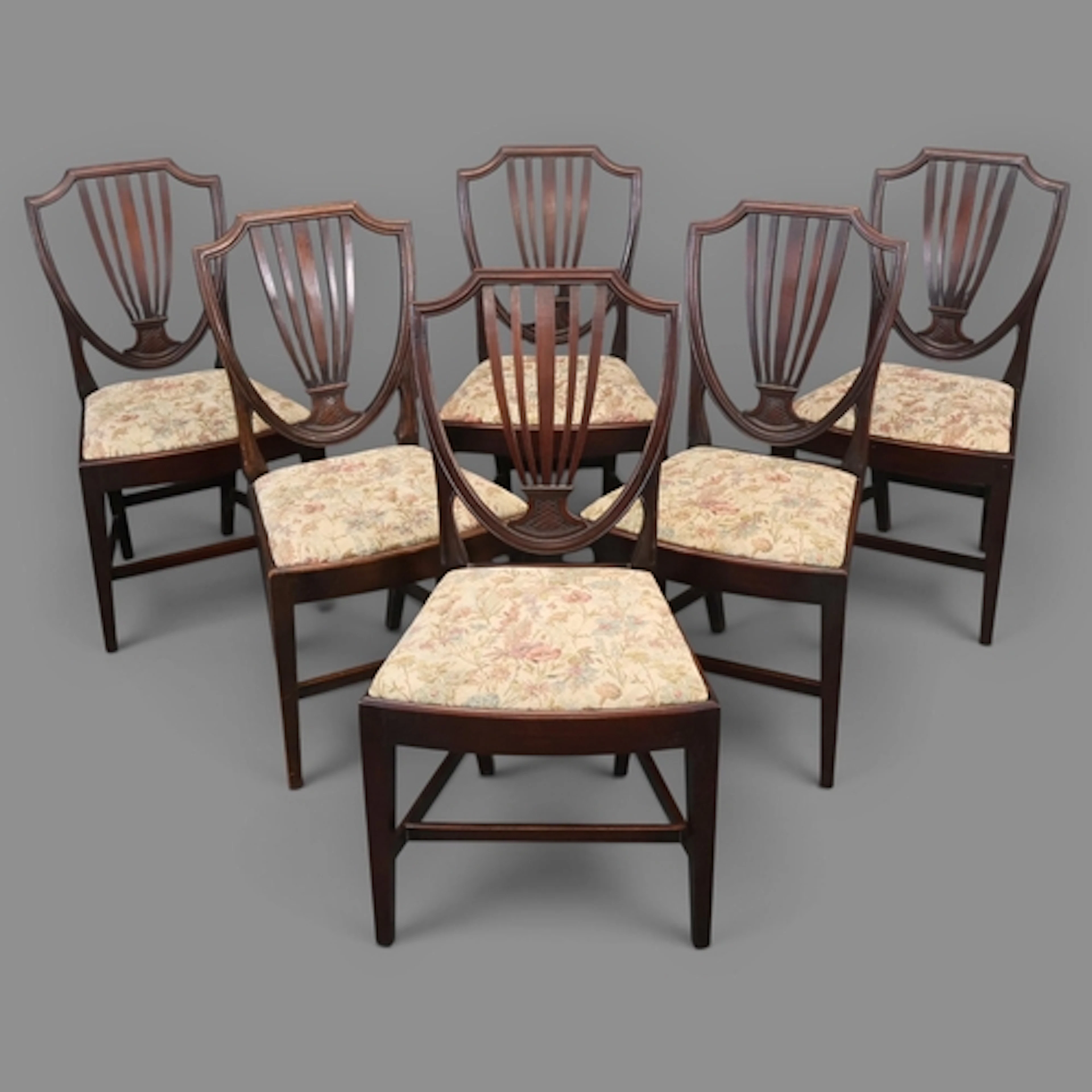 Howard & Sons - A set of six Victorian mahogany shield-back ...