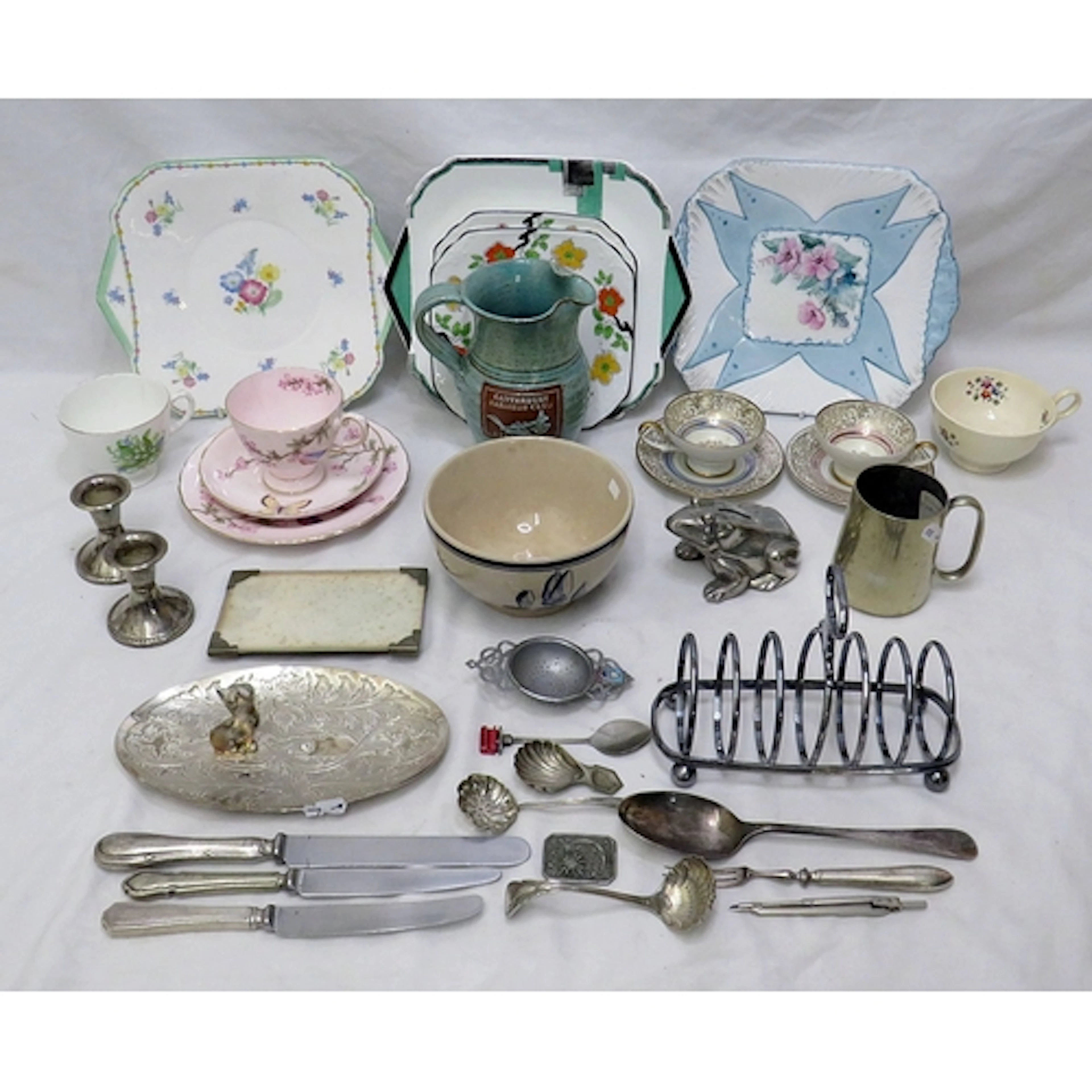 3 Shelley Cake/Sandwich Serving Plates, Tuscan trio A/f, sma...