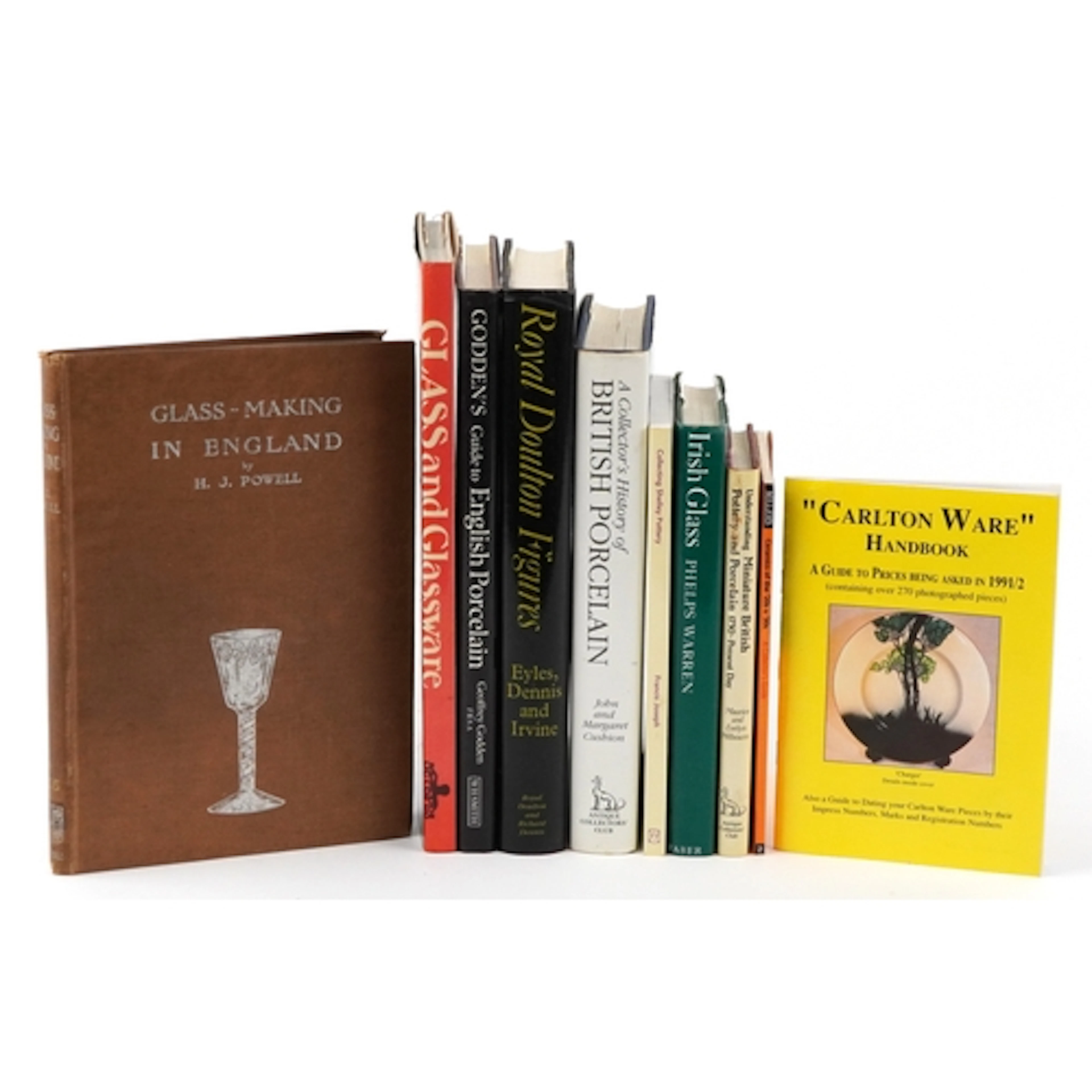 Collection of books relating to glass and ceramics including...