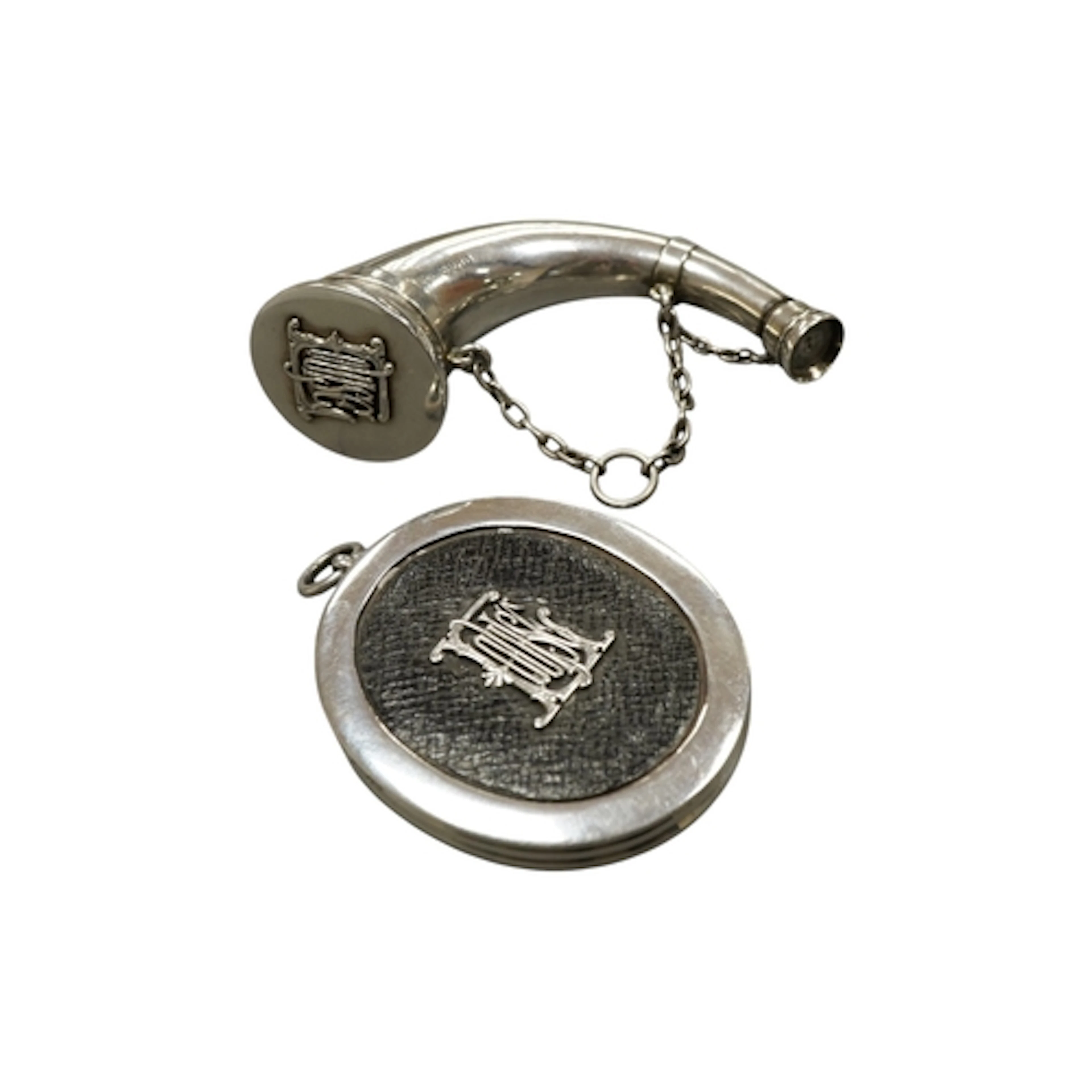 A Victorian novelty silver vinaigrette modelled as a hunting...