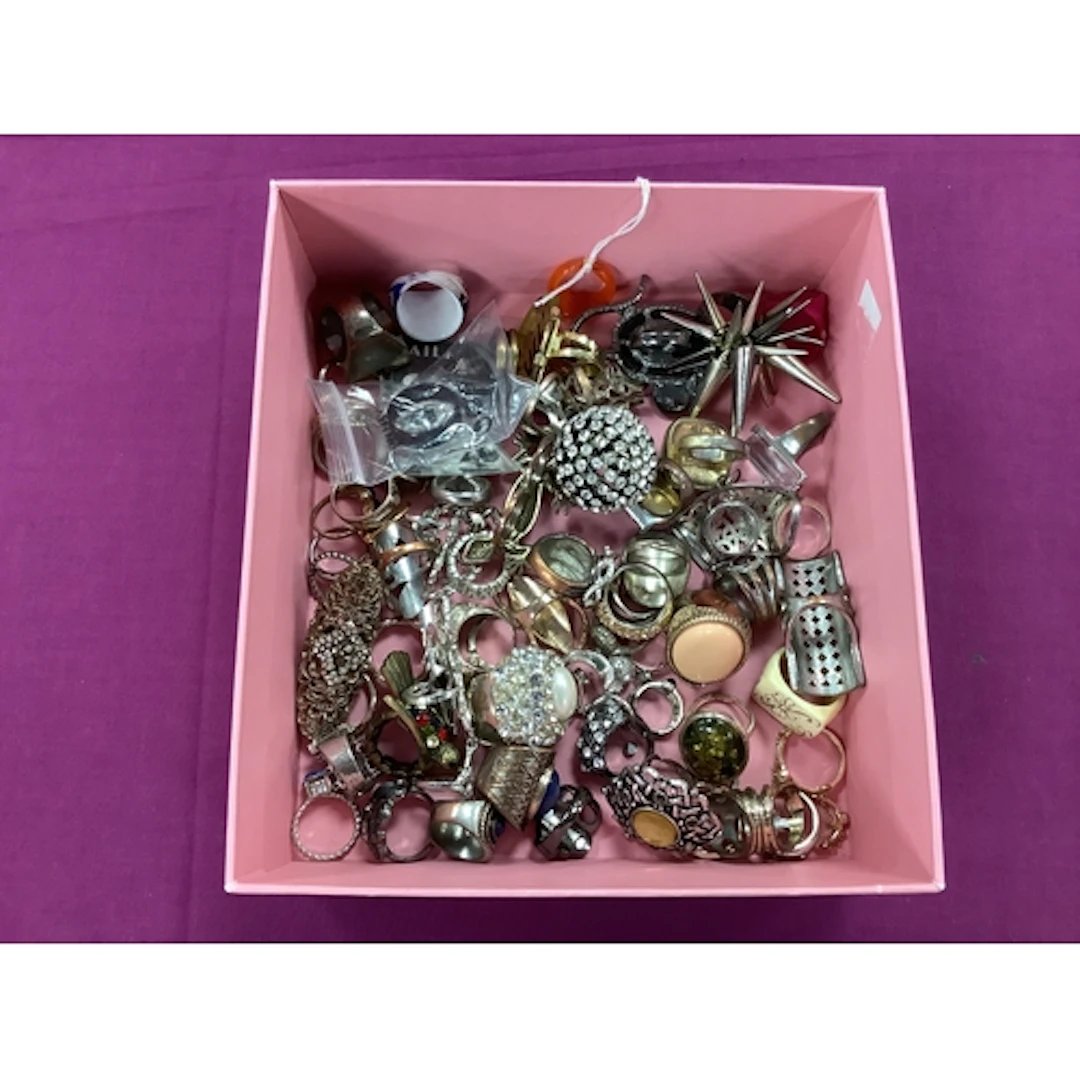 A Mixed Lot of Assorted Costume Dress Rings :- One Box