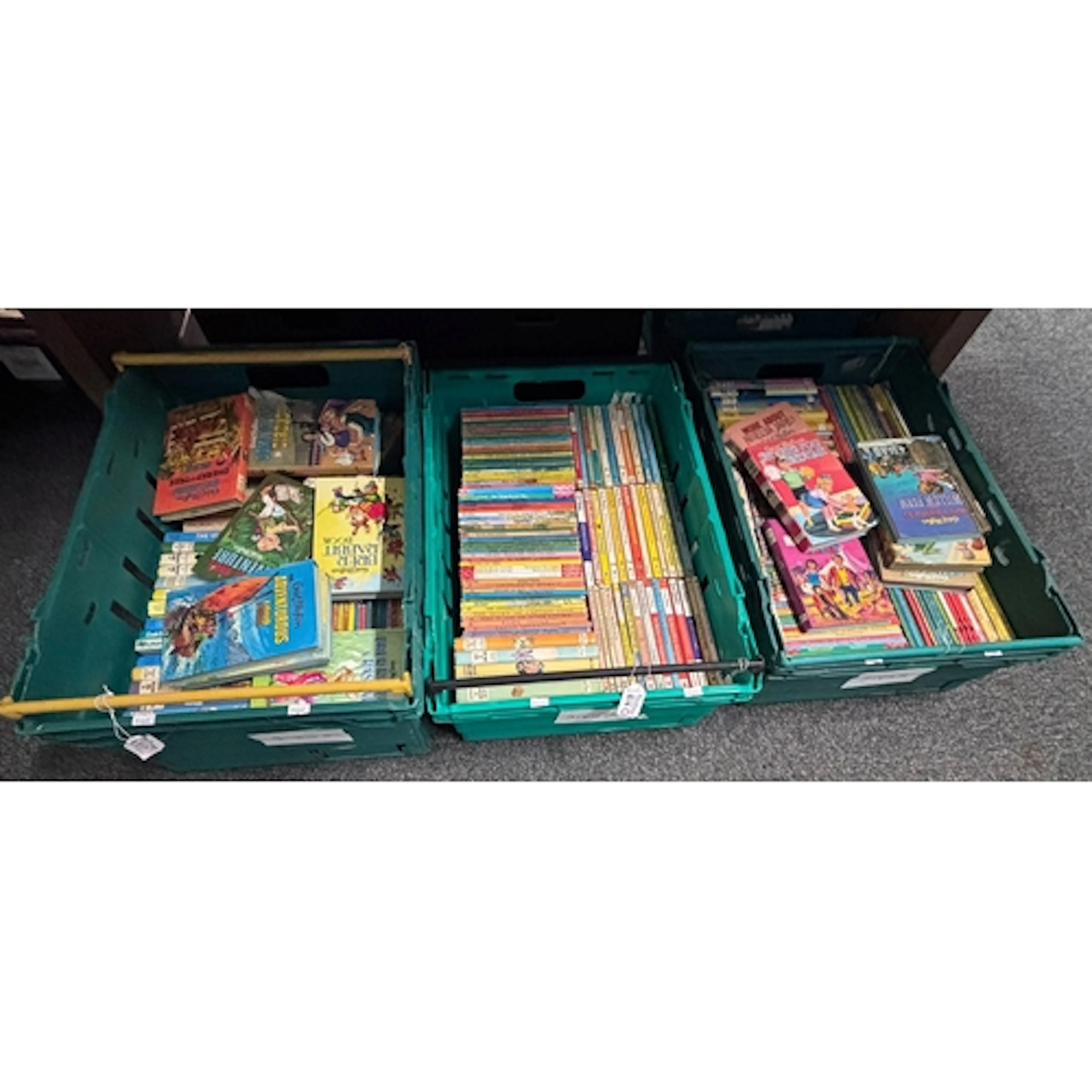 Three crates of Enid Blyton and Ladybird books to include 'F...