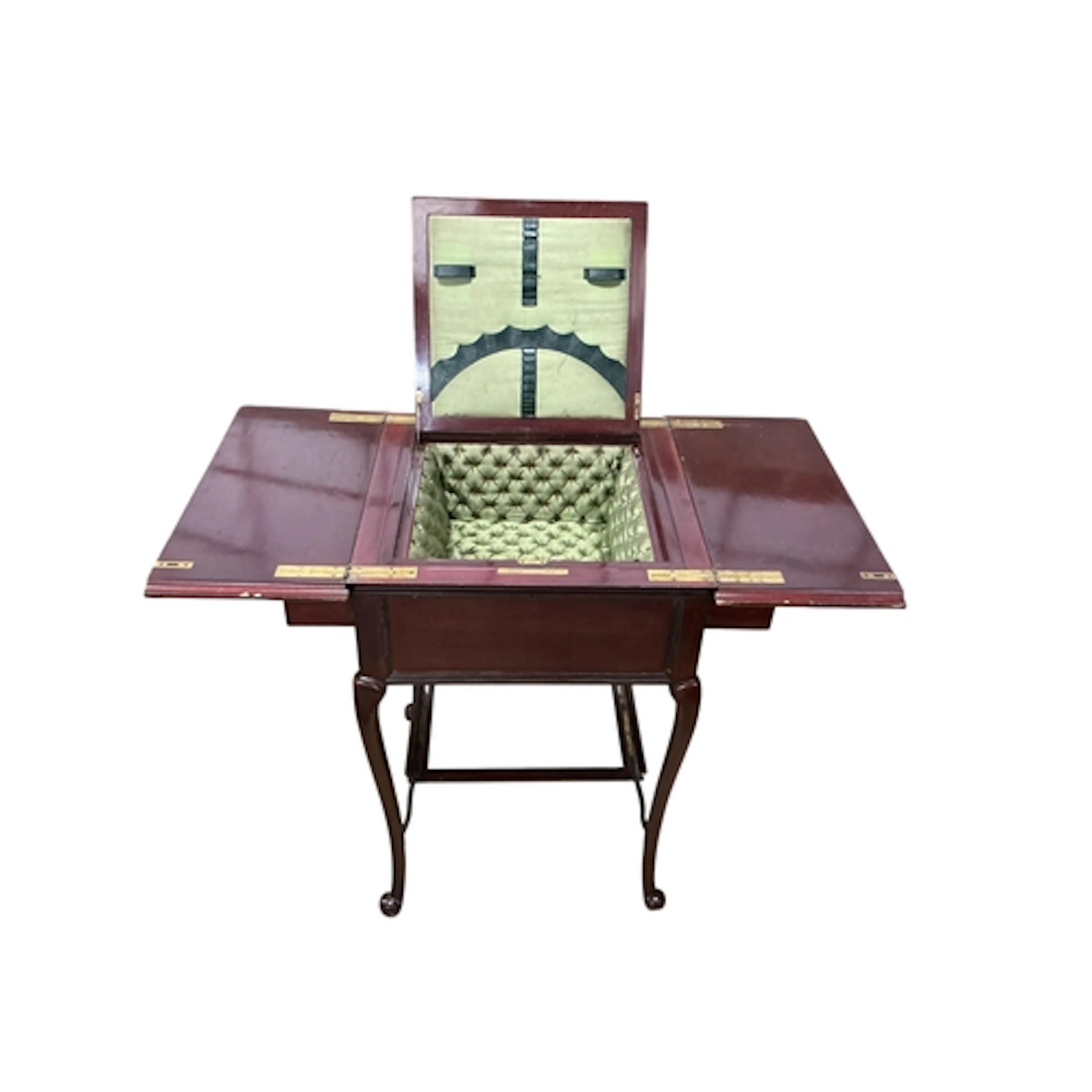 A late Victorian mahogany work table, width 50cm, depth 53cm...