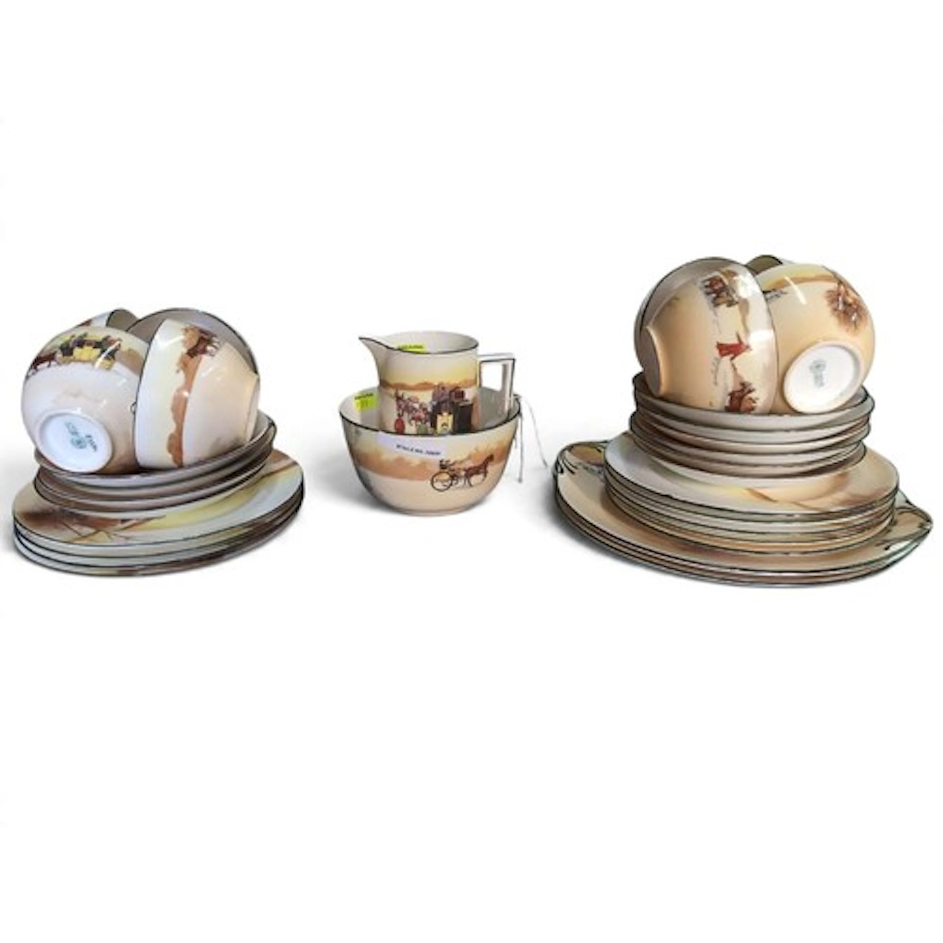 Royal Doulton Coaching Days tea set comprising 2 x large pla...