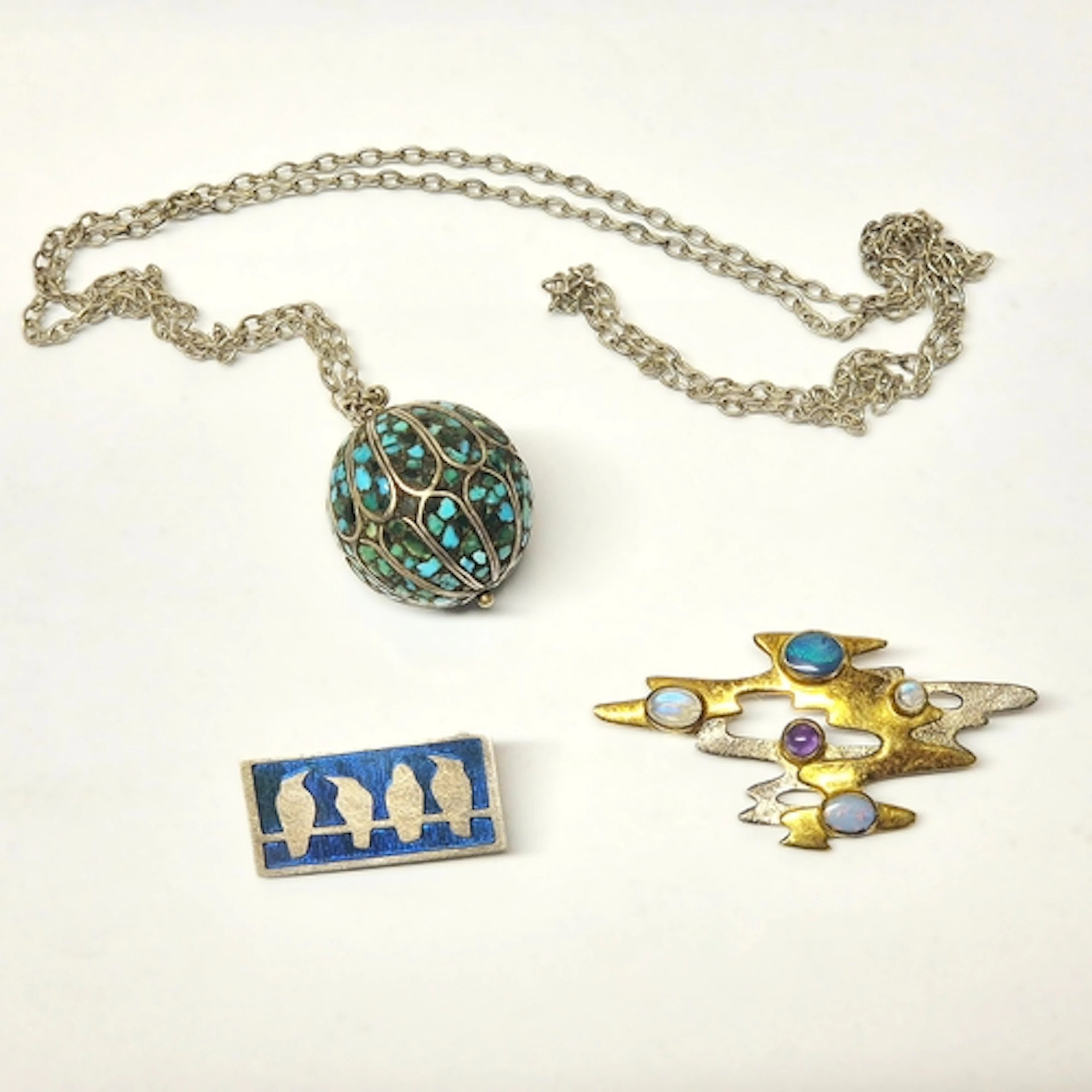 'Monet Reflections' abstract silver and gold tone brooch by ...