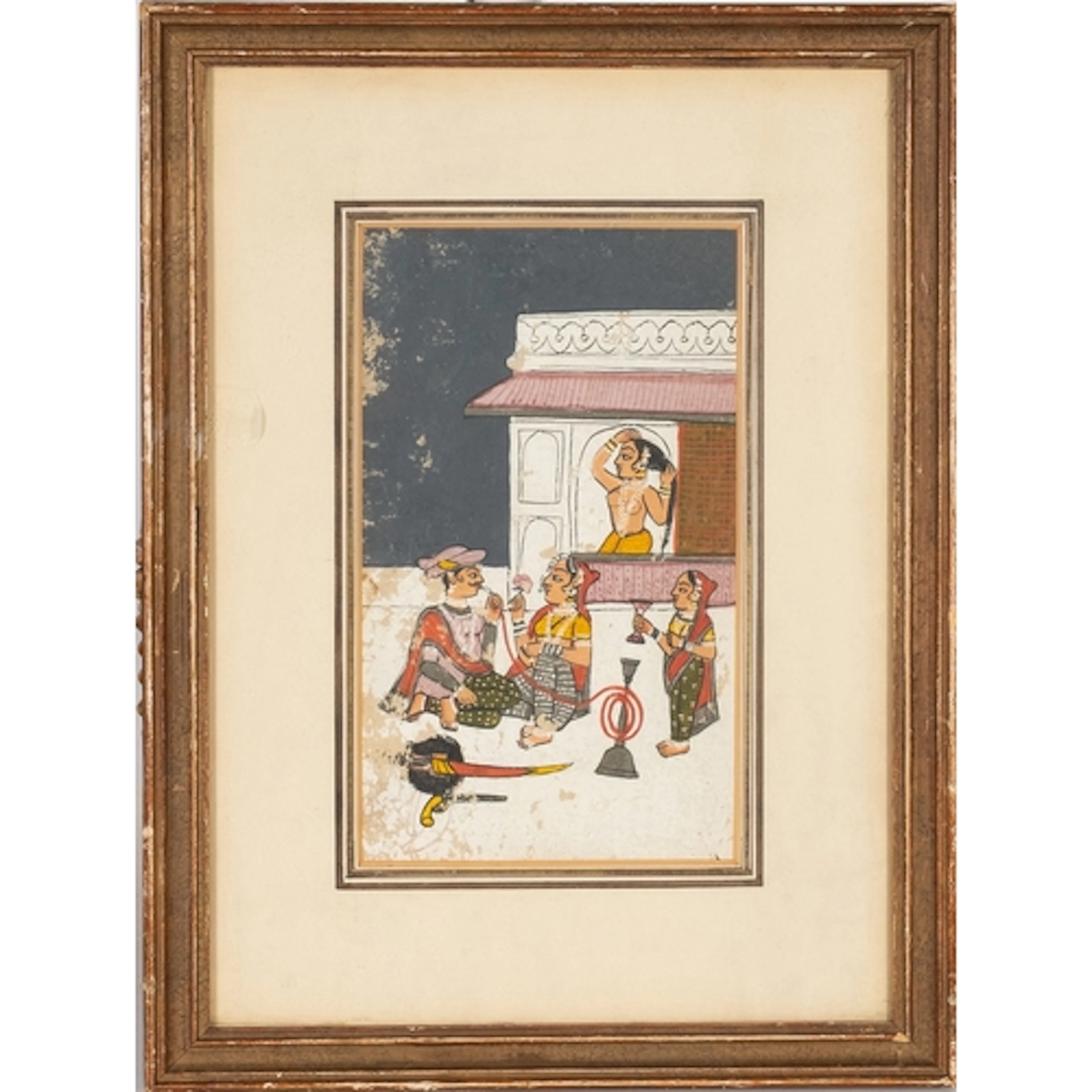 19th Century Indian or Rajput school - Nobleman and lady sea...