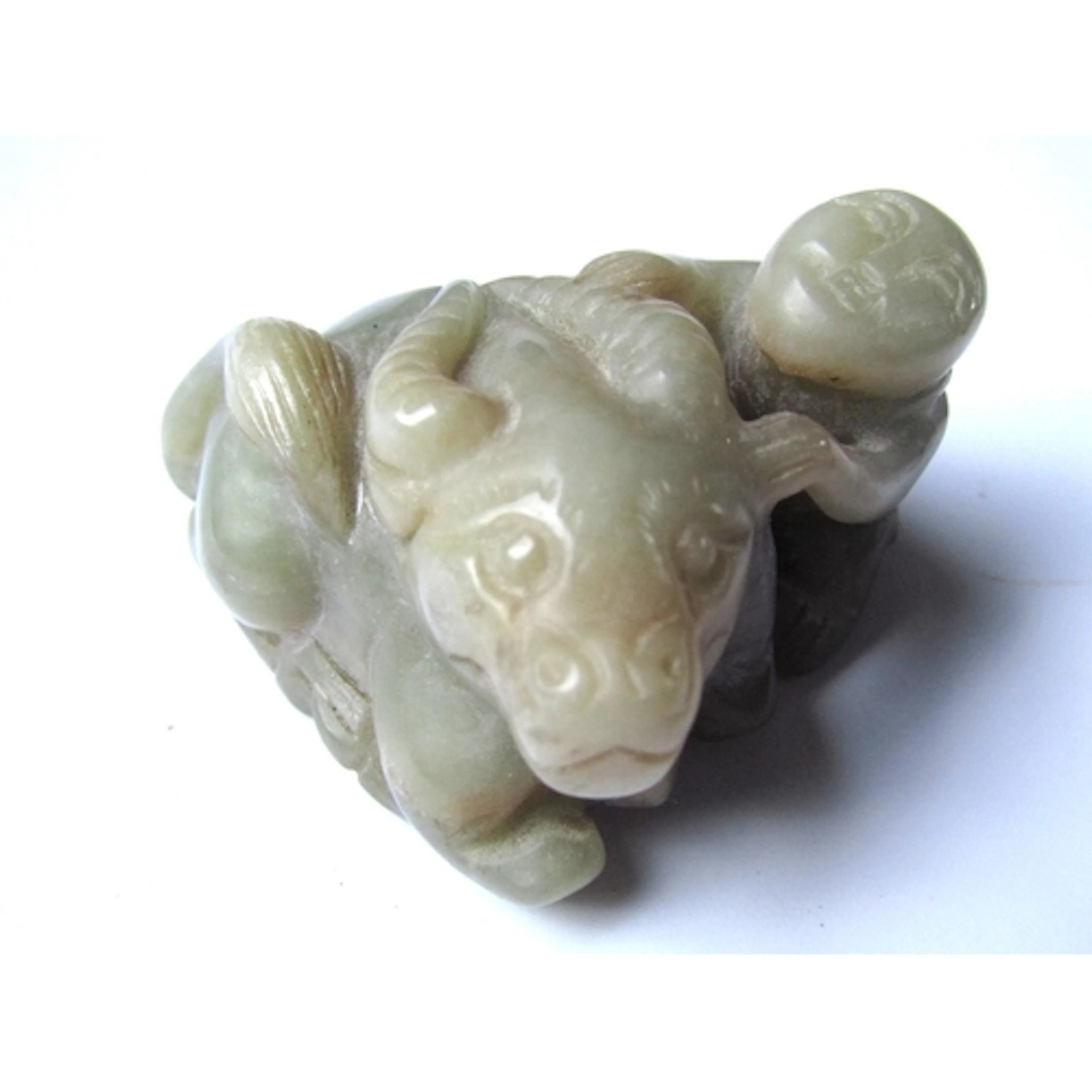Eastern Carved Jade Figure Boy with Water Buffalo Approximat...