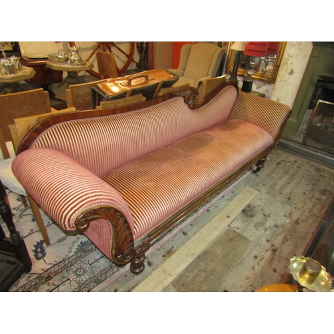 Mahogany Framed Double End Settee Upholstered Seat Above Wel...