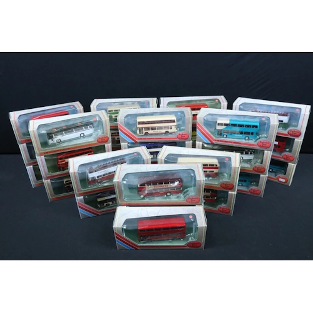 28 Boxed EFE Exclusive First Editions diecast model buses, a...