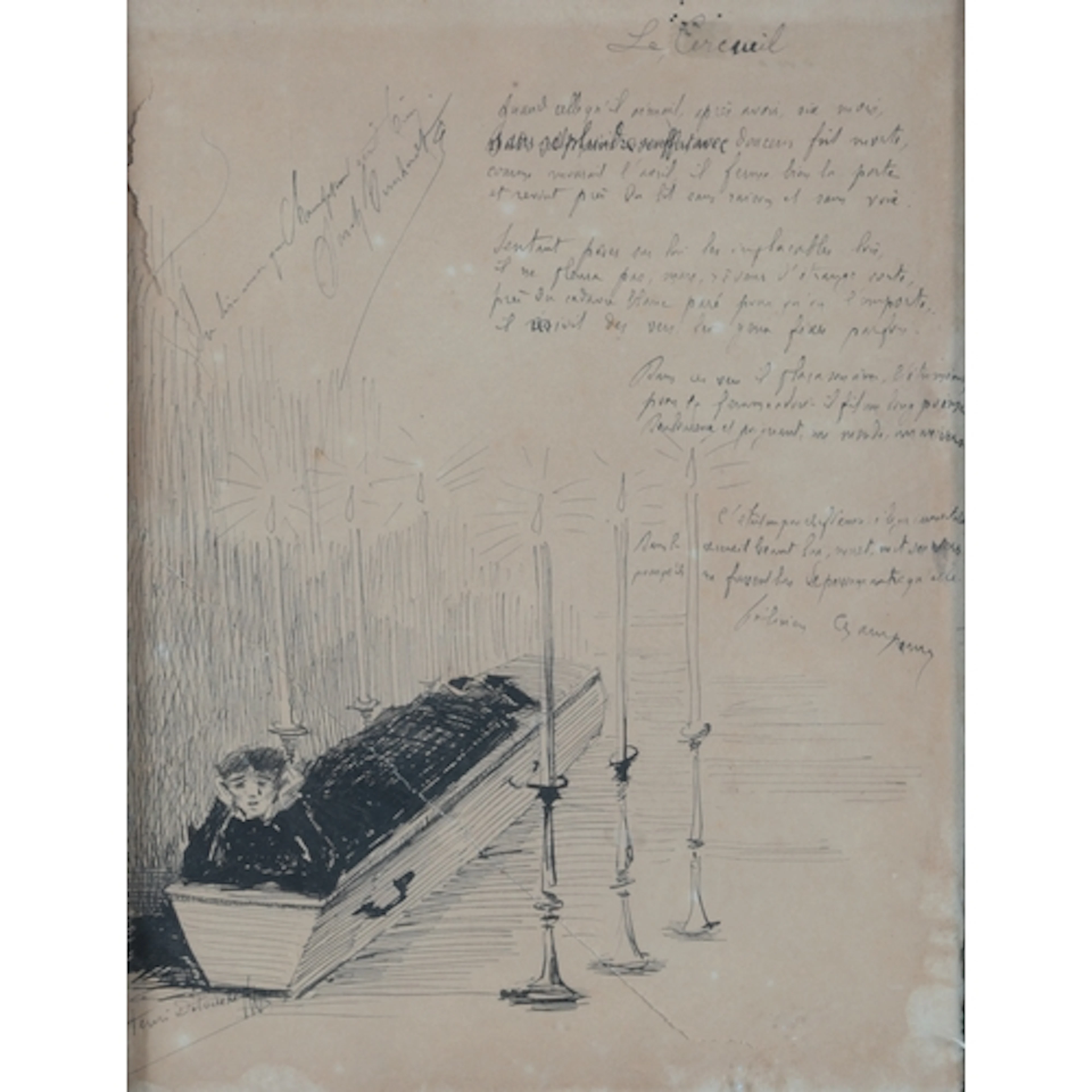 Henri Detouche (1854-1913), Sketch of the actress Sarah Bern...