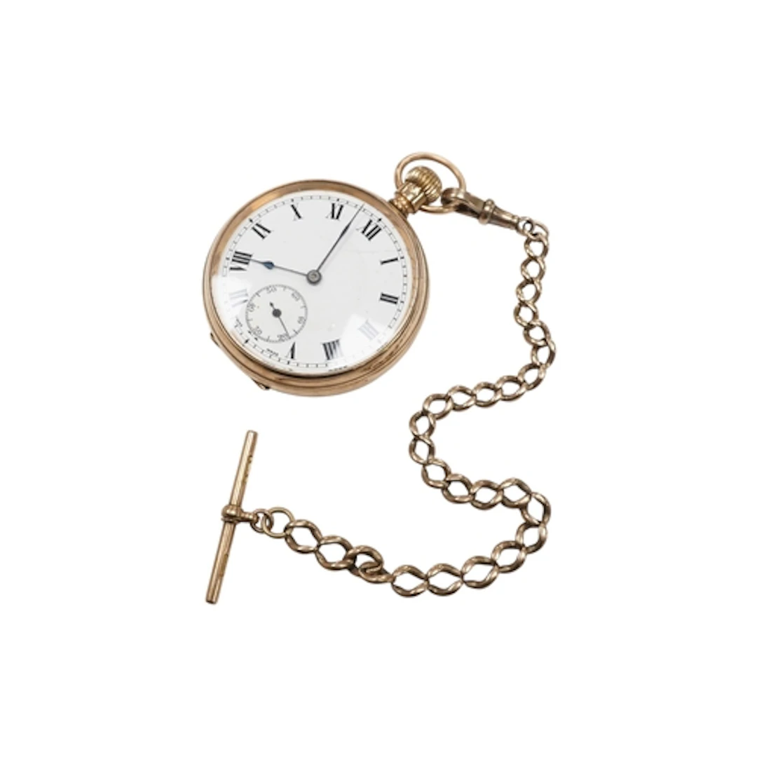 A George V 9ct gold Derrick open faced keyless pocket watch,...