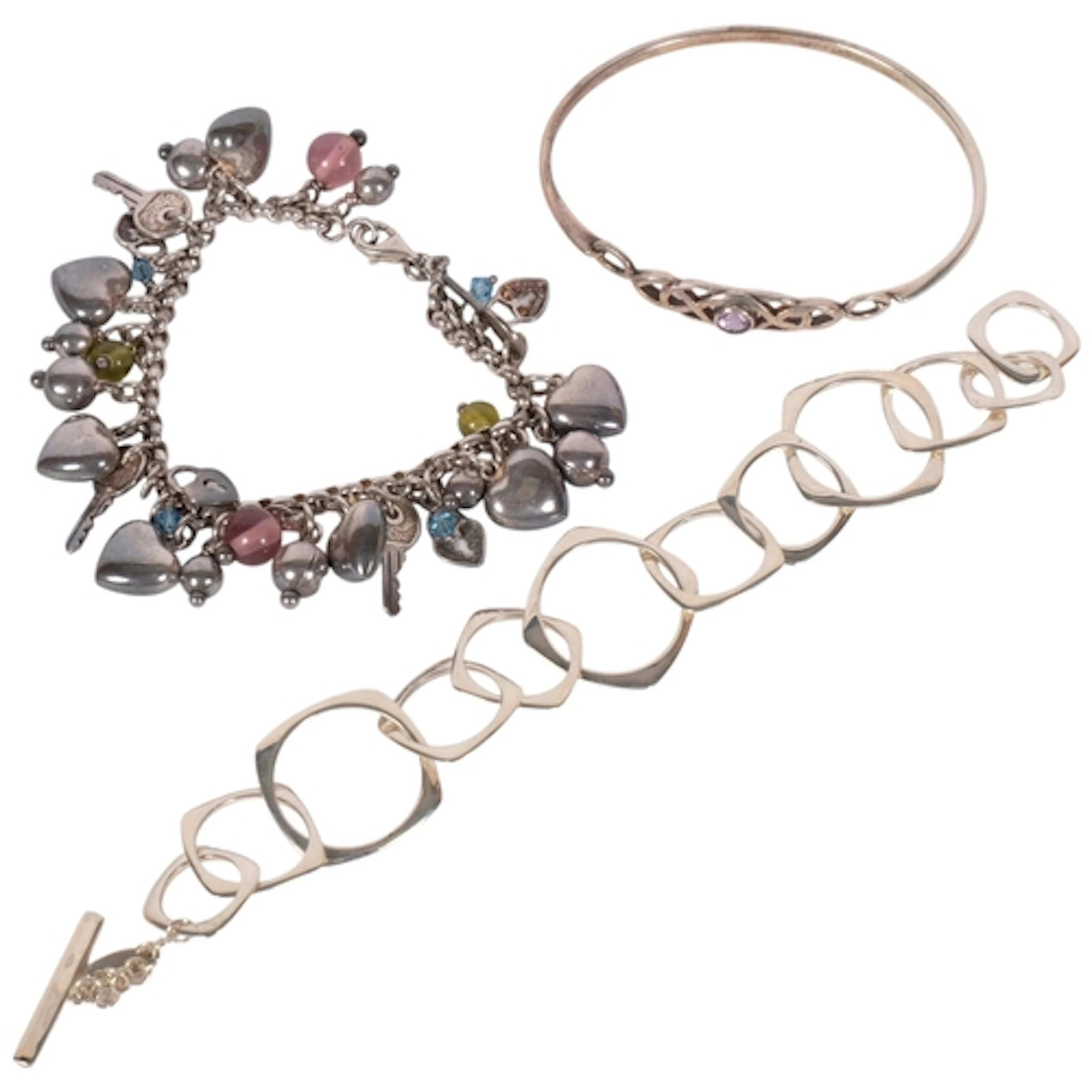 3 modern silver pieces, including a stone set bangle, a Jasp...