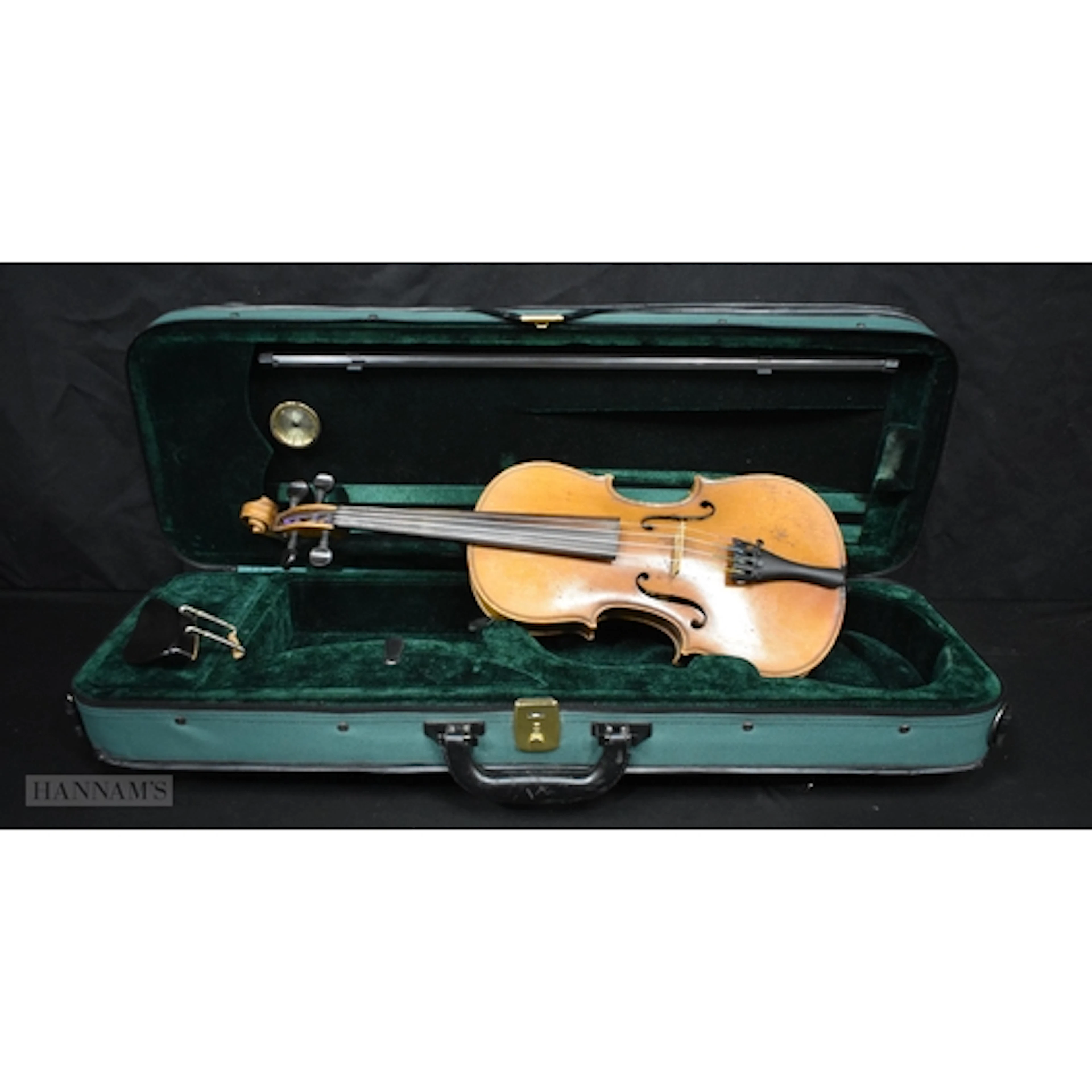 A cased two piece back violin stamped Concert Violin to nec...