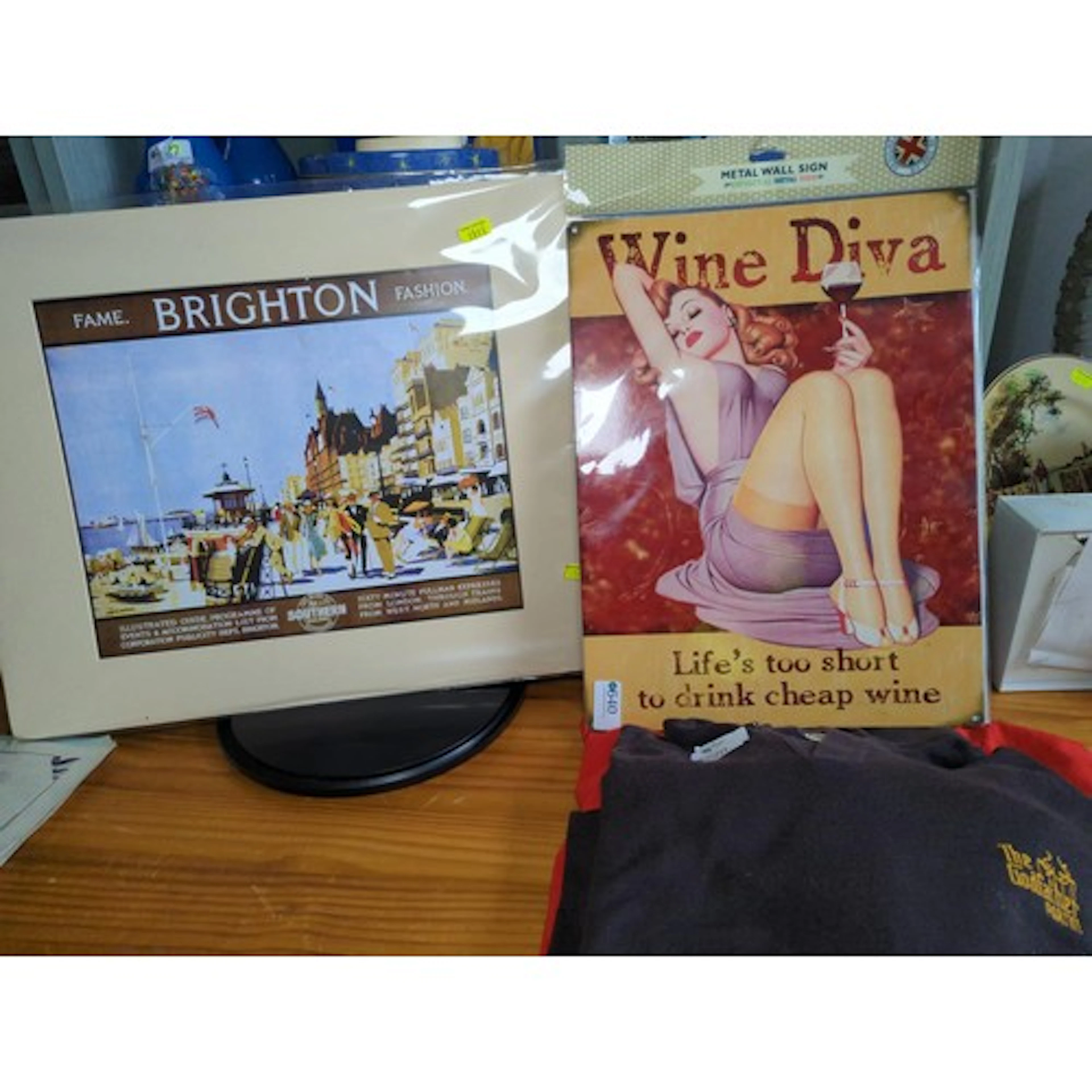 Brighton tourism poster print + metal wall sign "Wine Diva"....