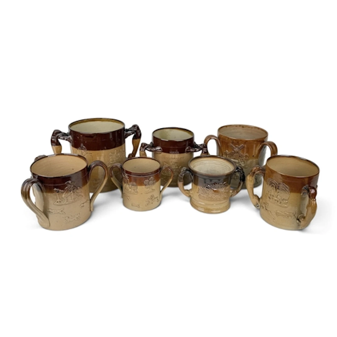 A GROUP OF MOSTLY 19TH CENTURY DOULTON LAMBETH SALT-GLAZED S...