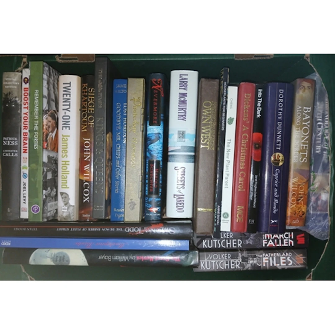 Nine boxes of mainly hardback books, fiction and non fiction...