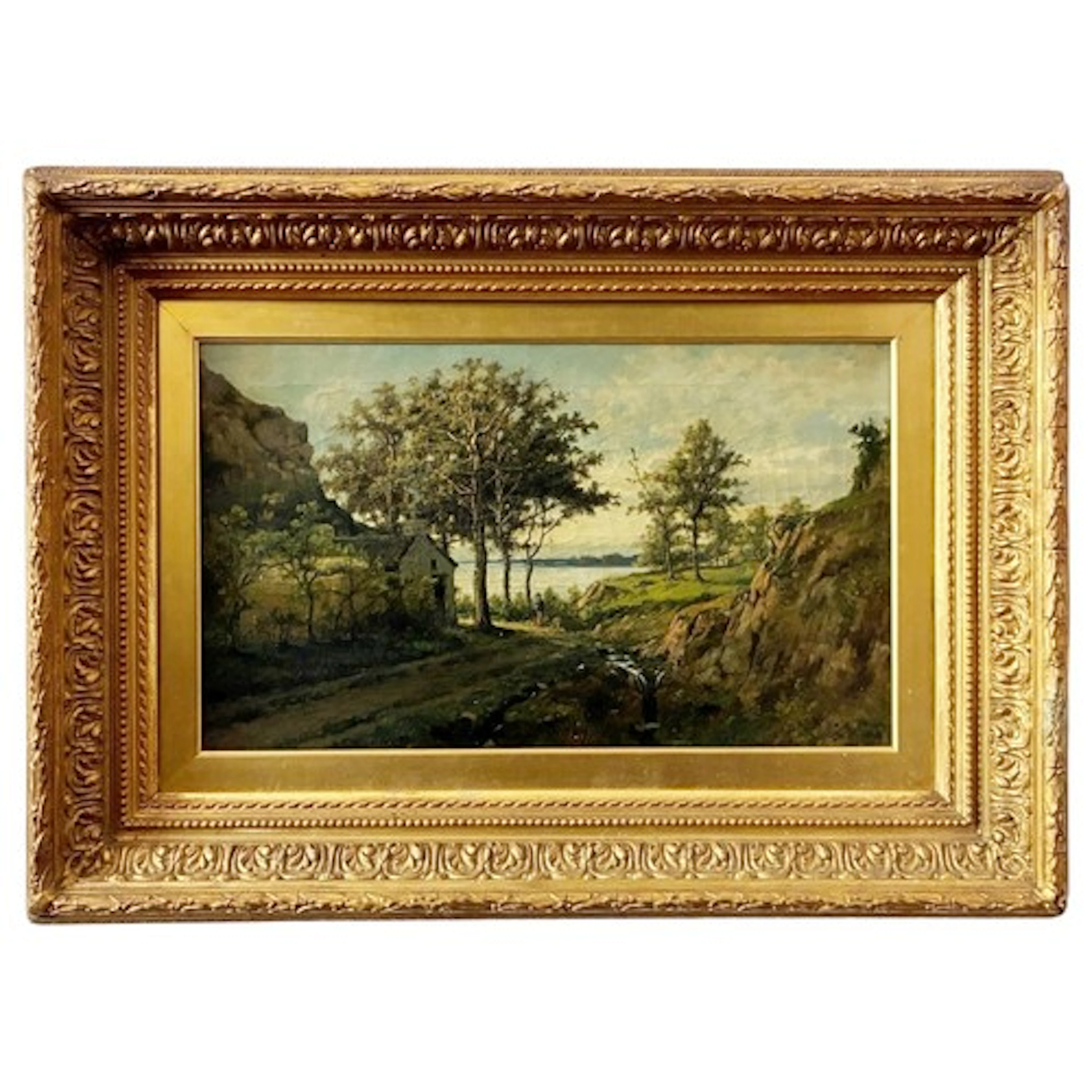 Louis Pulinckx (Belgian, 1843-1910) - Cottage and figure bes...