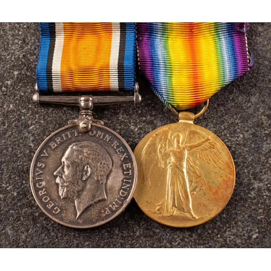 A WWI pair to '58285 Pte. W Worral Ches R' War Medal and Vic...