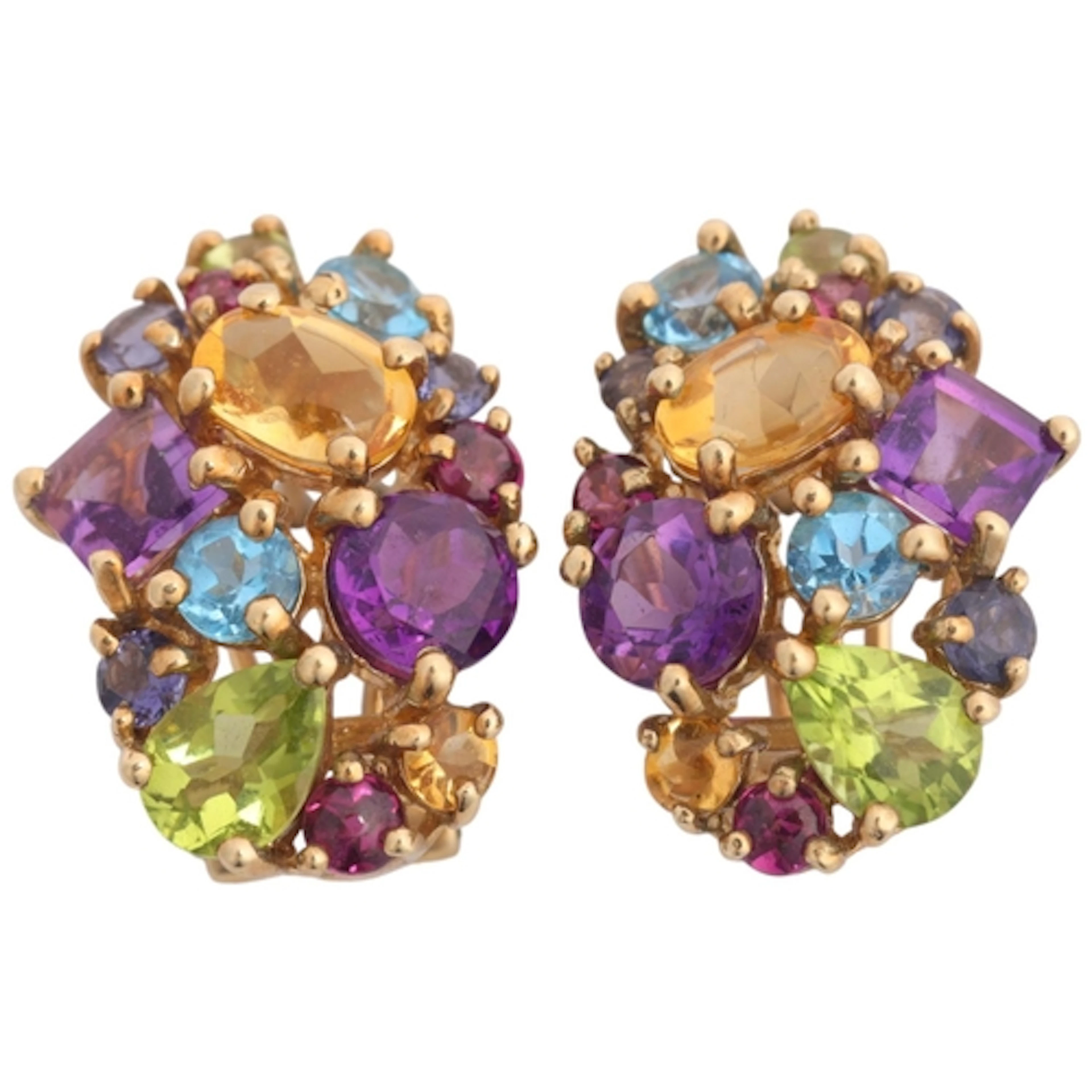 A pair of 9ct gold gem set earrings, QVC, Birmingham 2005, c...