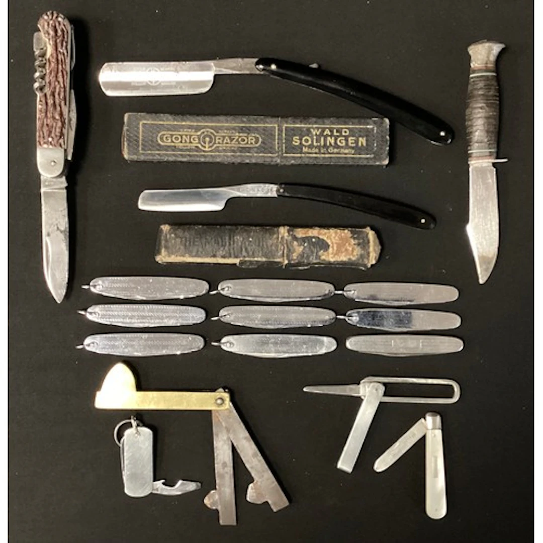 A 19th century veterinary fleam, brass scales c.1860; a silv...