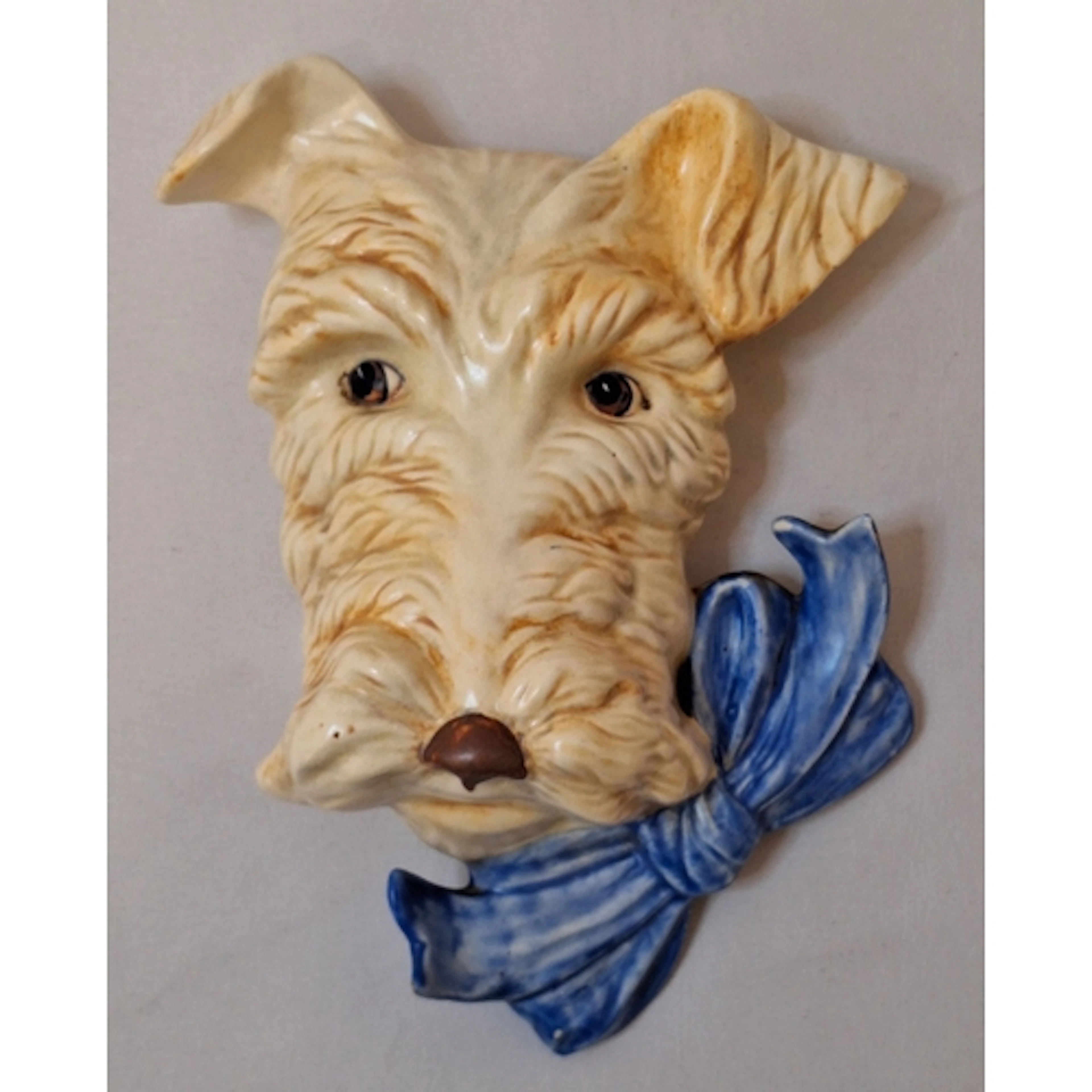 Vintage Beswick Terrier Dog wall mask with blue bone model 3...