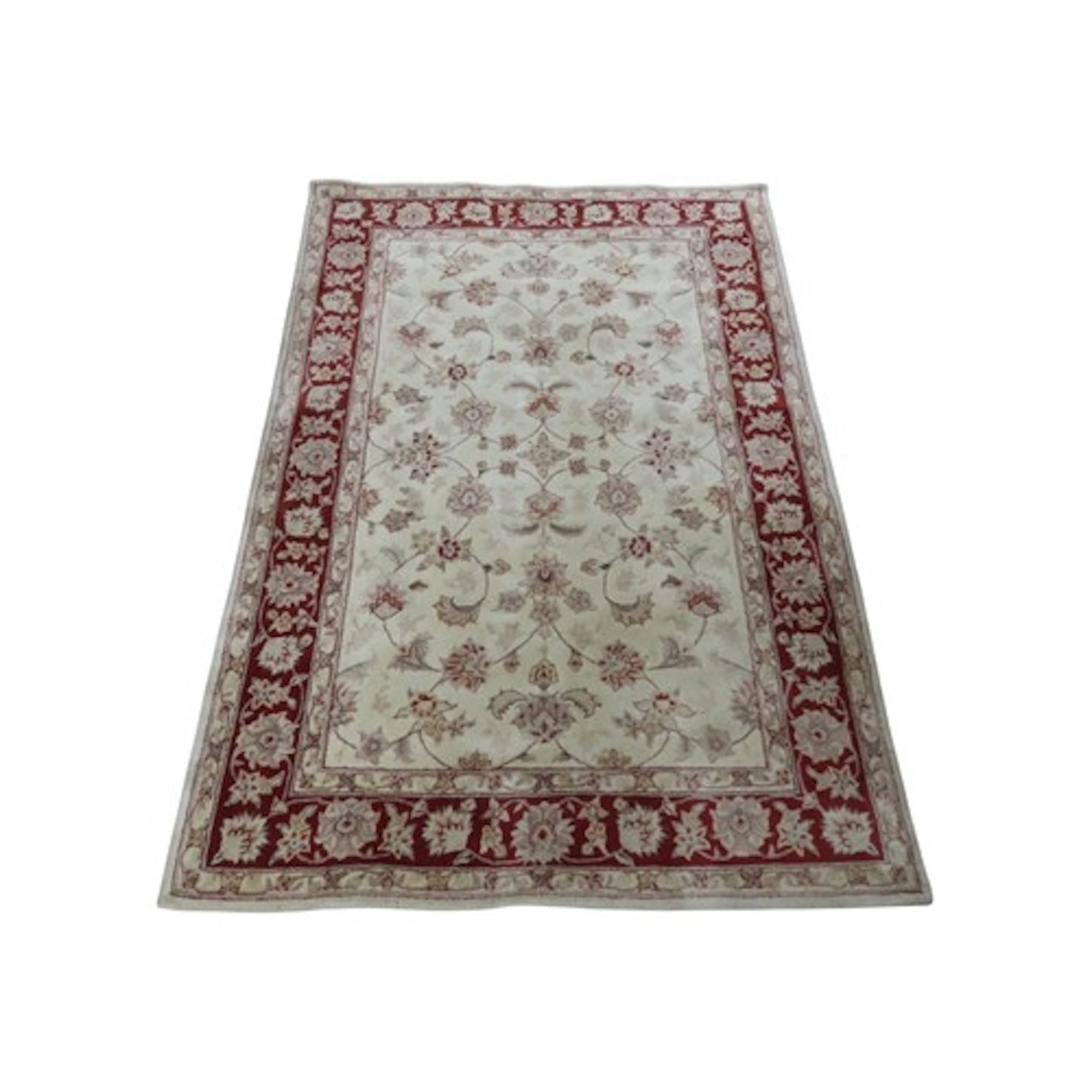 Wool rug in pastel shades with abstract floral decoration wi...