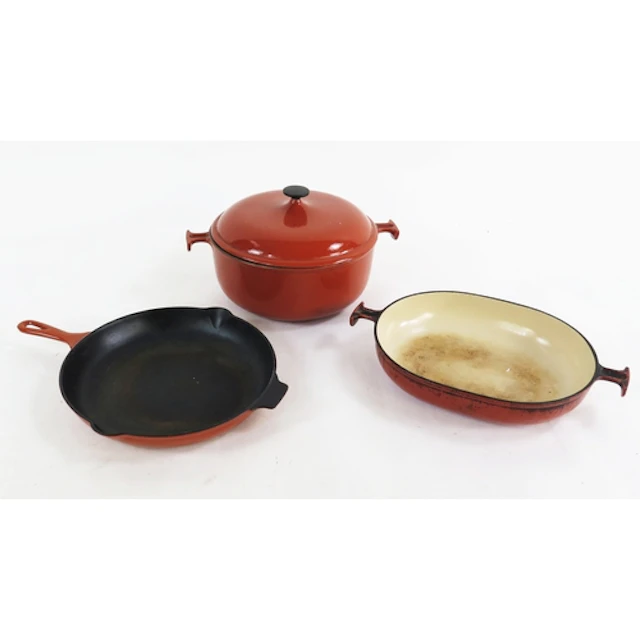 Three Le Creuset kitchen wares circa 1970's by designer Enzo...
