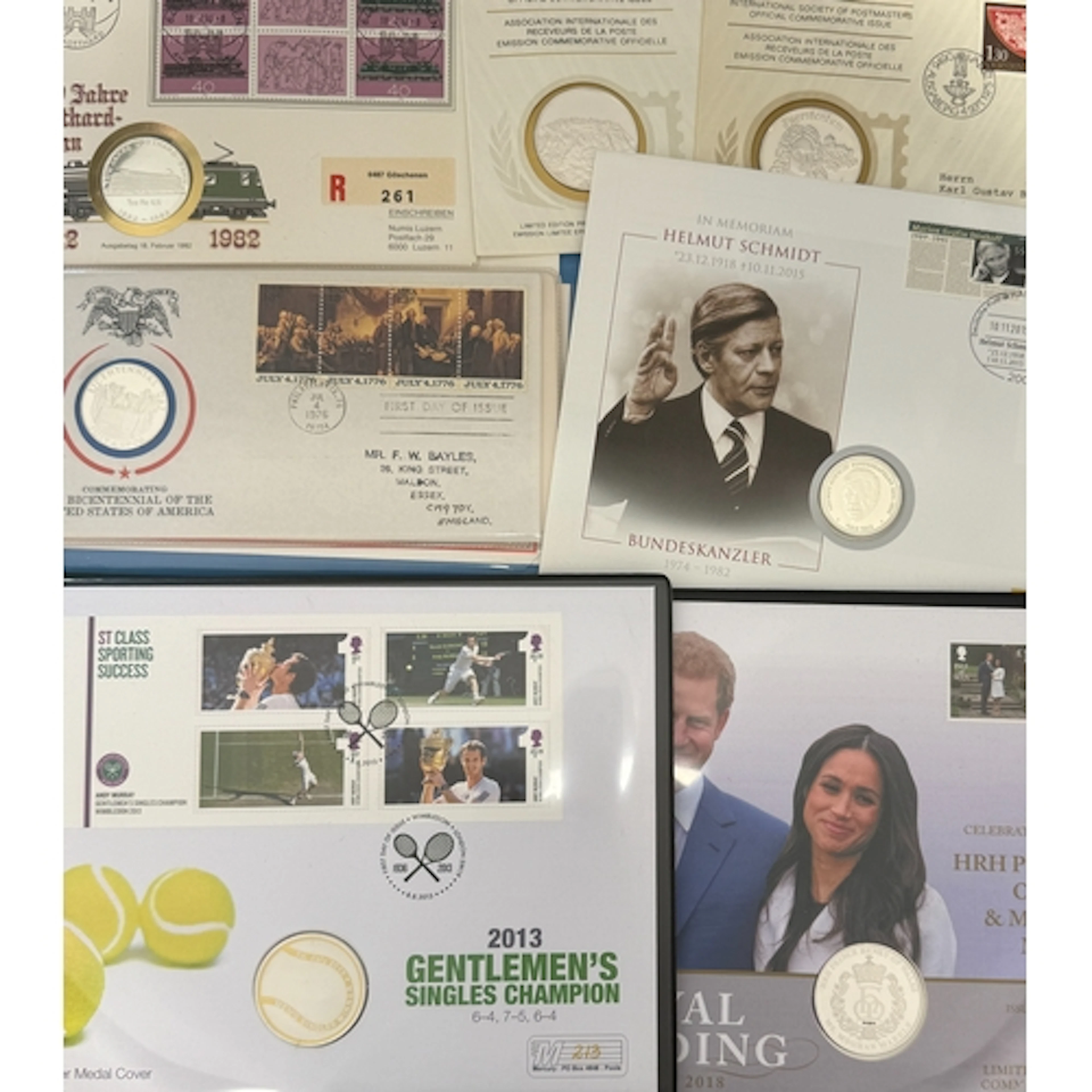 A group of 15 silver commemorative medallic first-day covers...