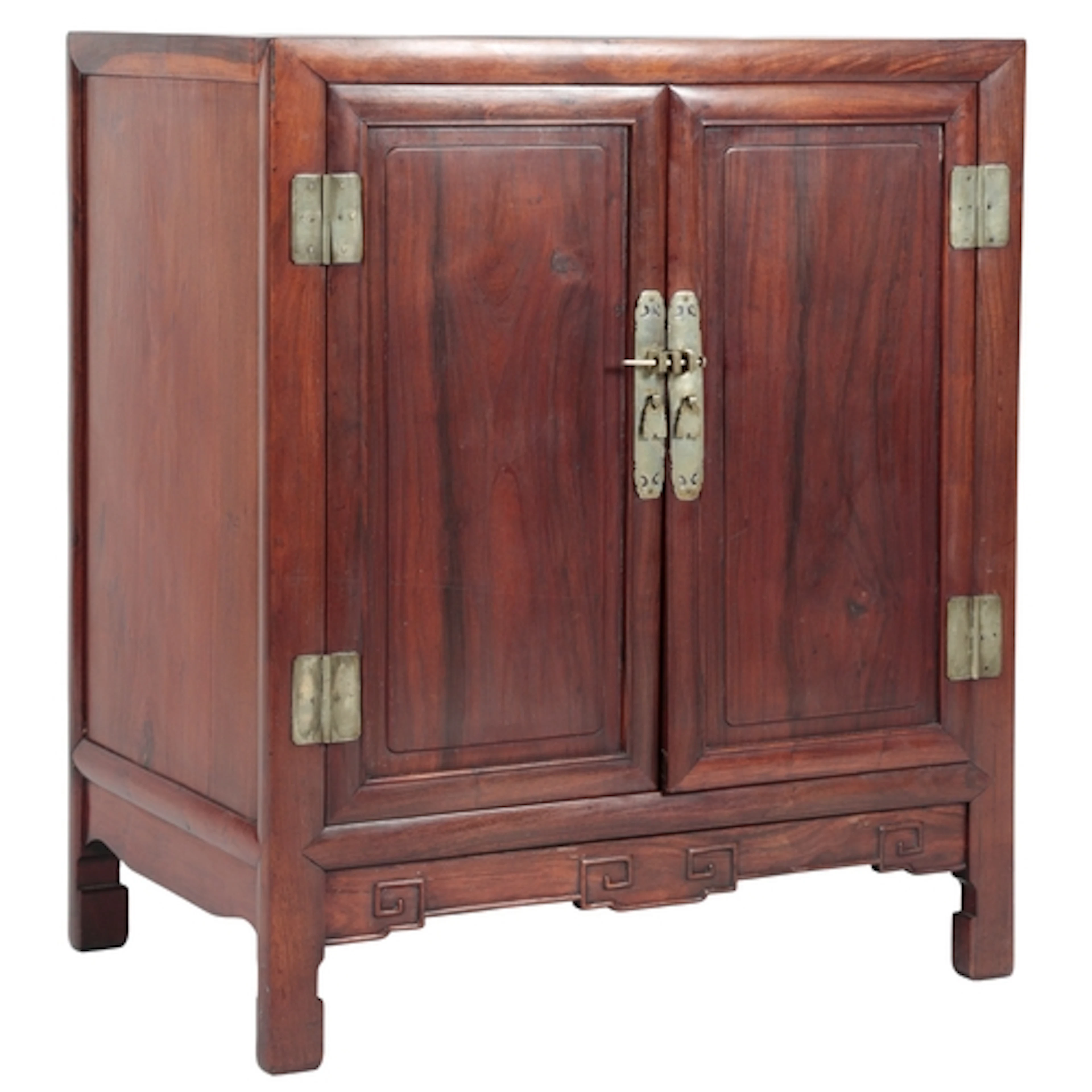 A Chinese huanghuali and hongmu cabinet, 19th century, fitte...