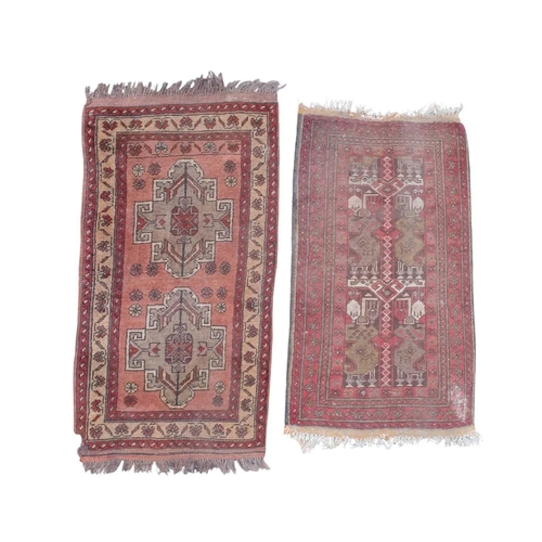 Two small wool rugs. A Baluch rug with animal motifs, 95cm x...