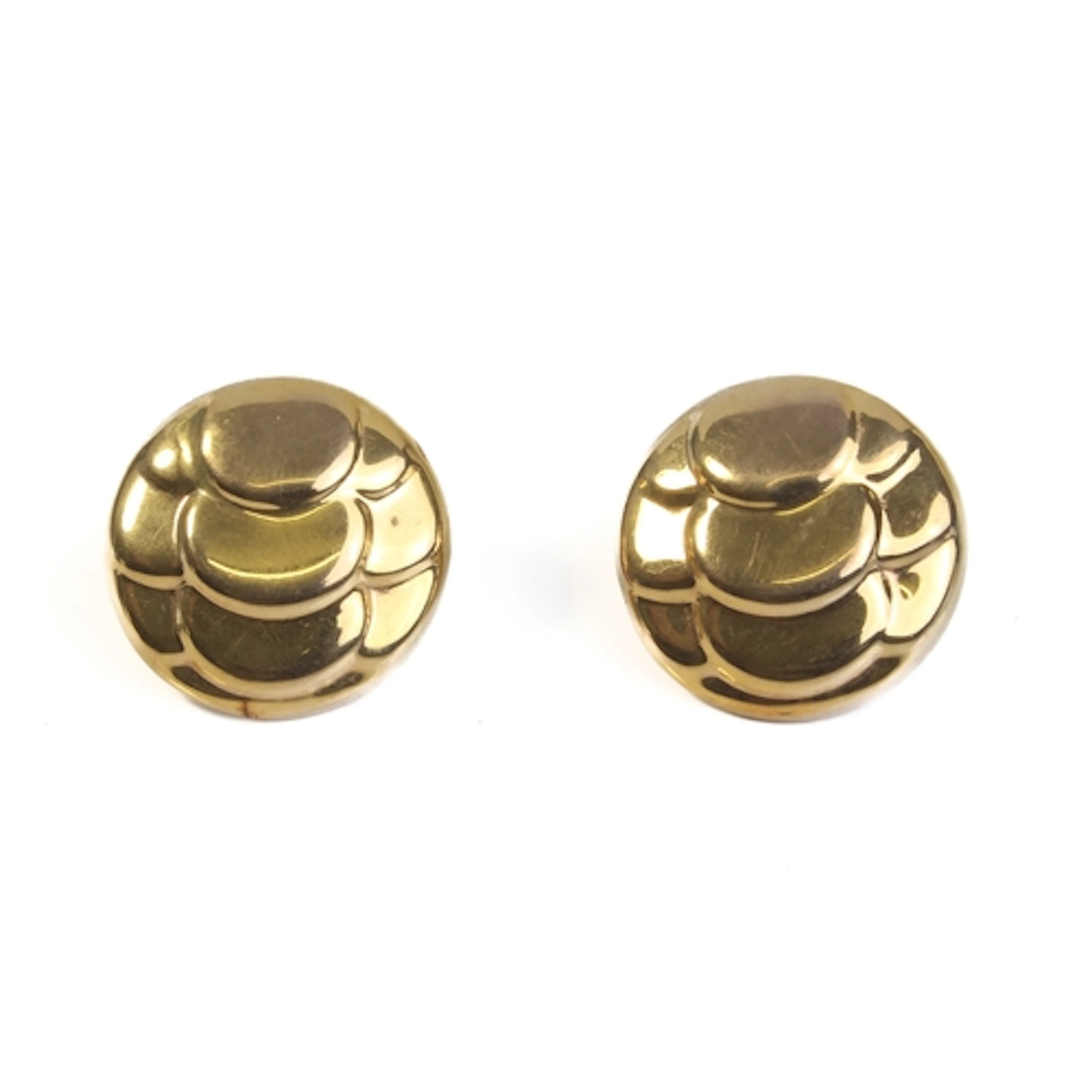 A pair of Italian 9ct yellow gold button earrings - stamped ...