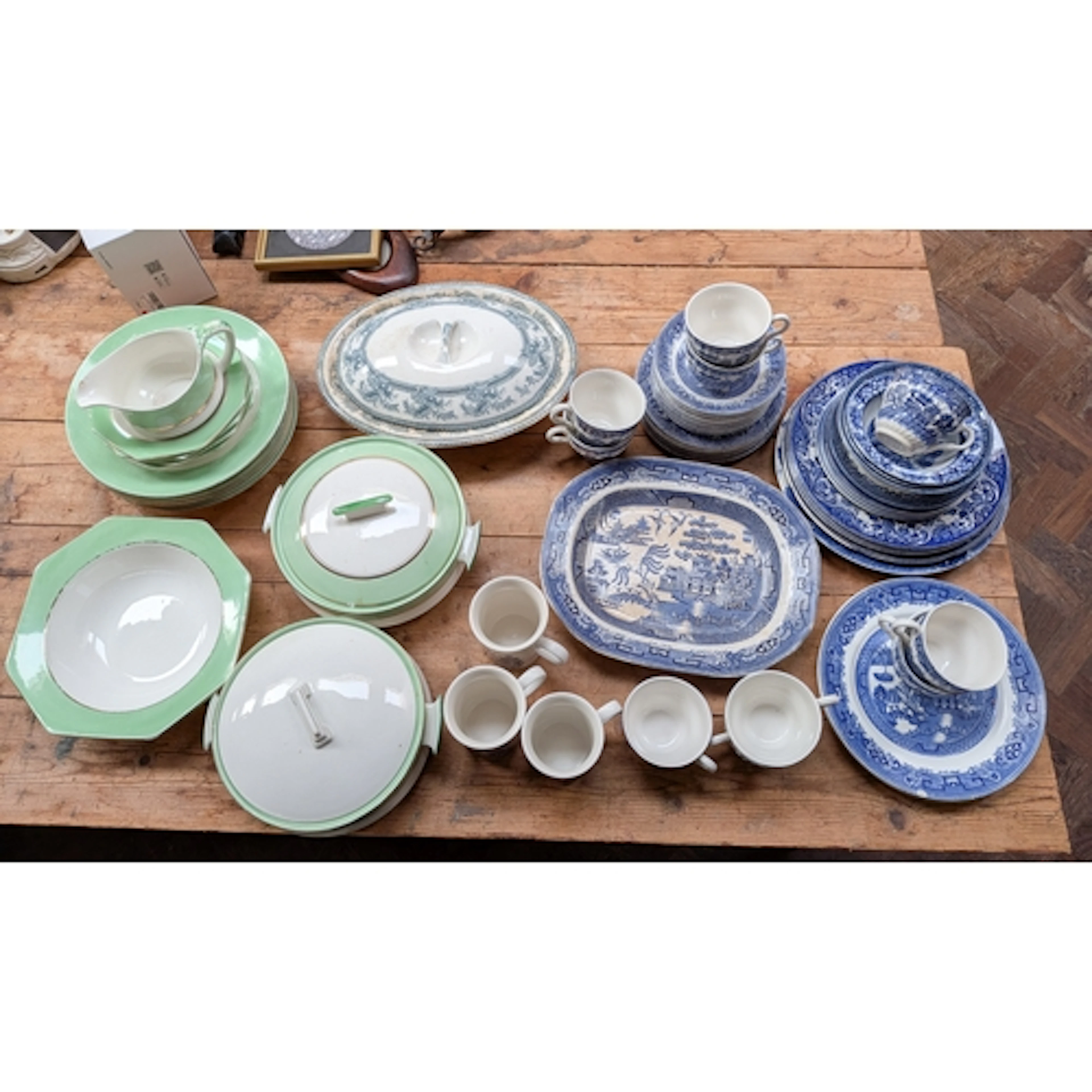 Quantity of Old Willow and other blue and white china and ot...