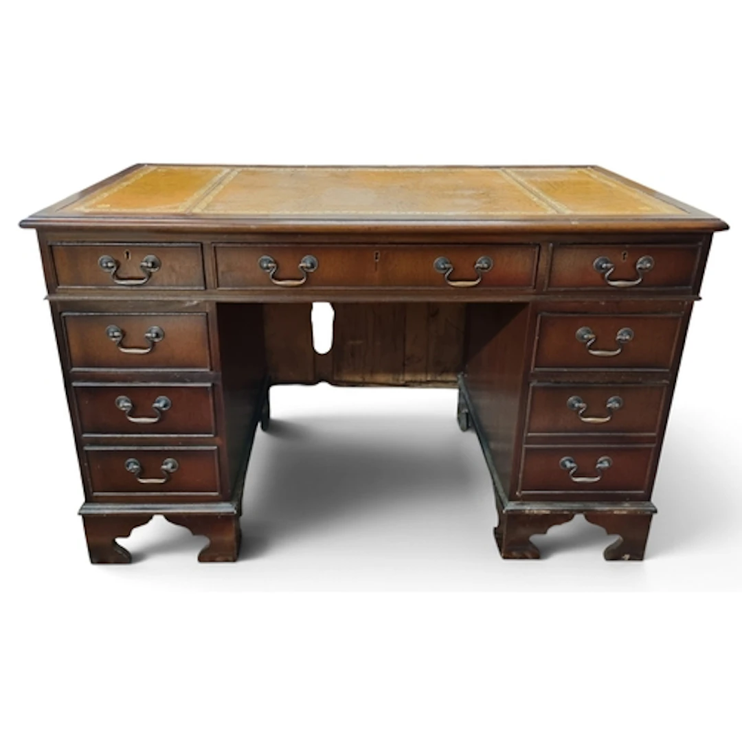 A 20th Century Mahogany and veneered Pedestal Desk of good q...